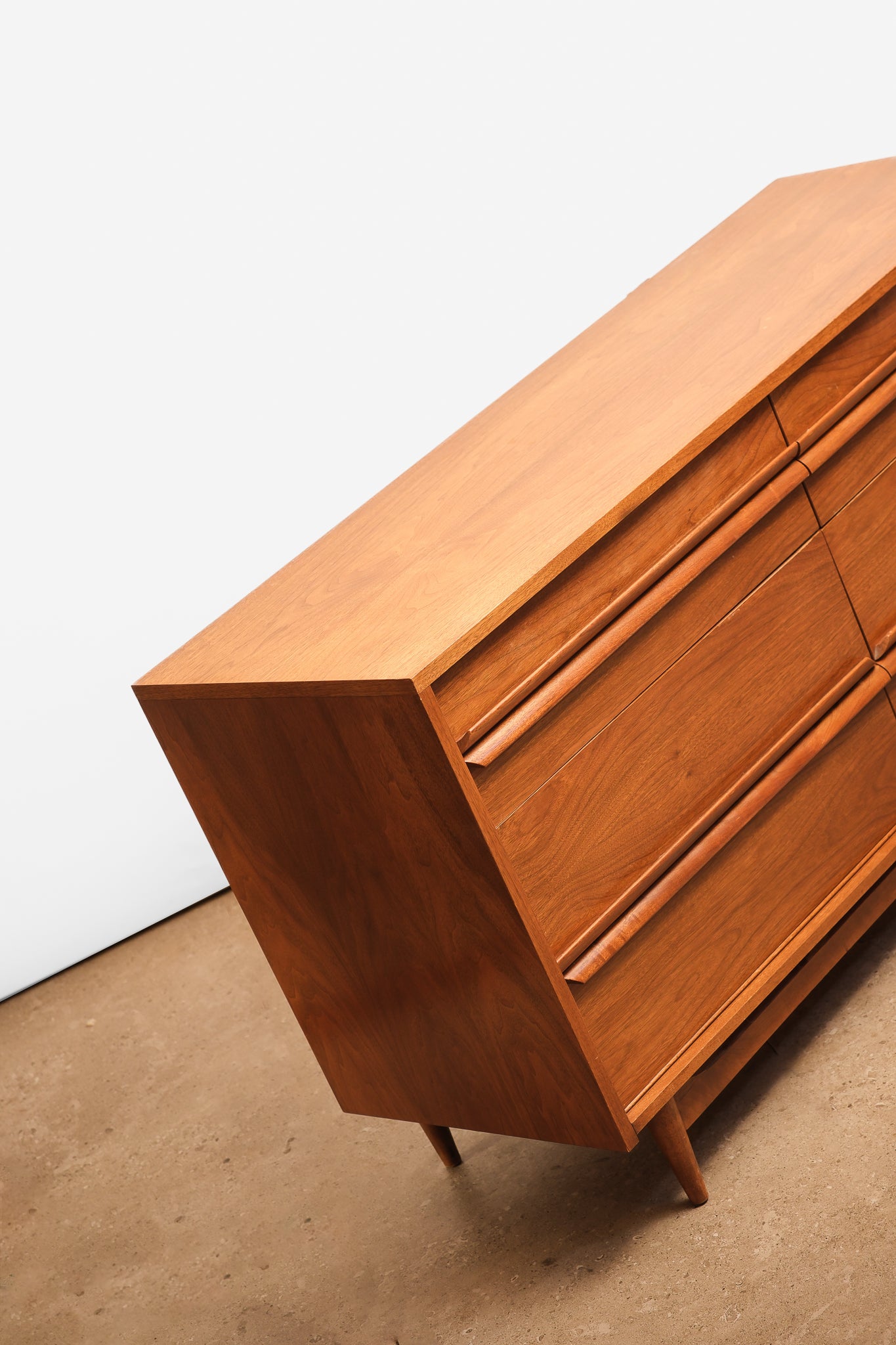 MCM Solid Walnut Wide Dresser By Gibbard