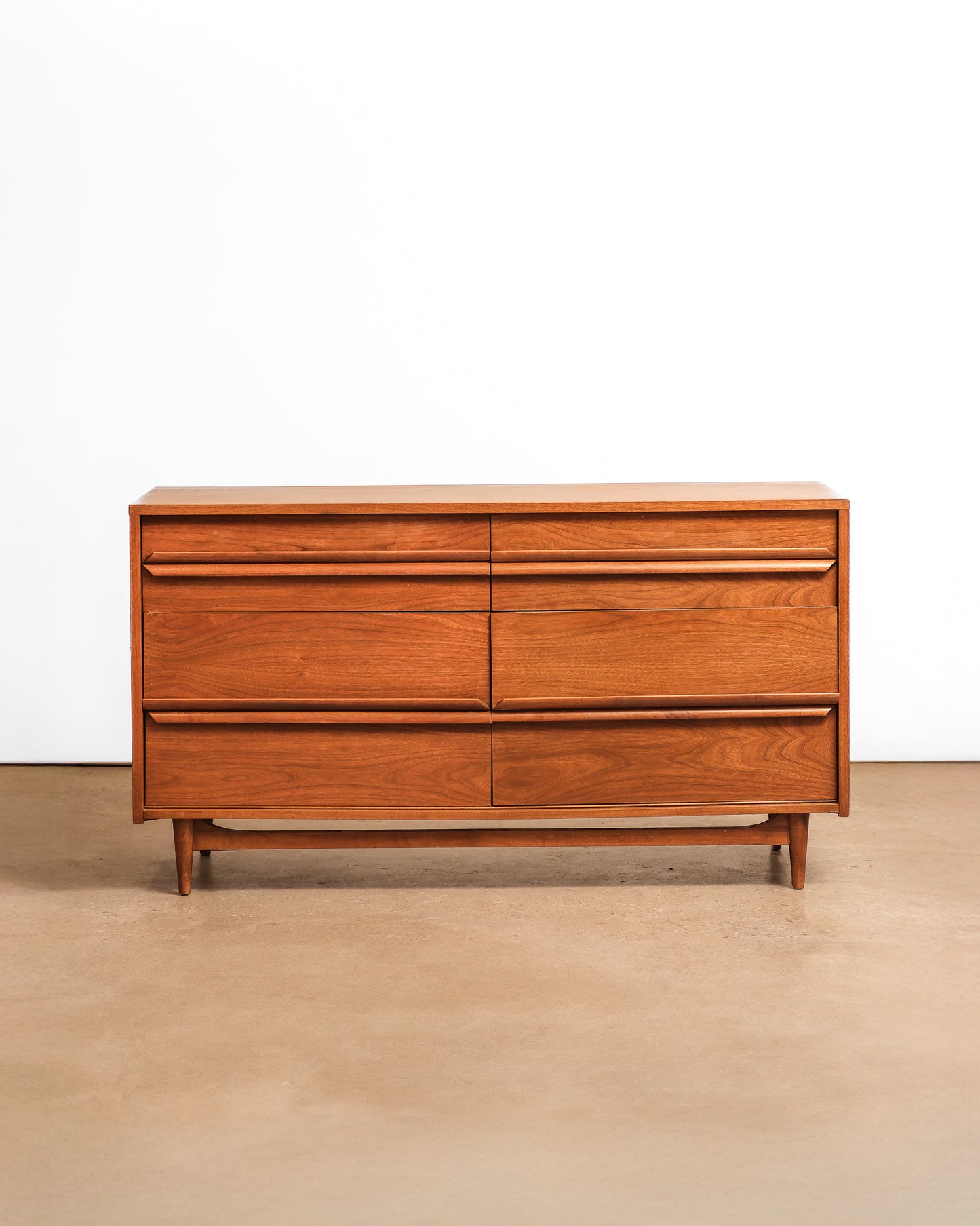 MCM Solid Walnut Wide Dresser By Gibbard