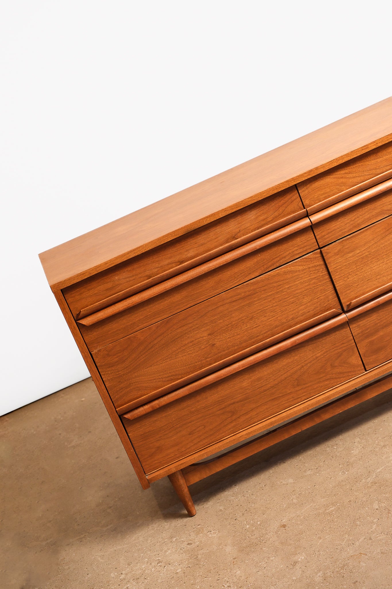 MCM Solid Walnut Wide Dresser By Gibbard