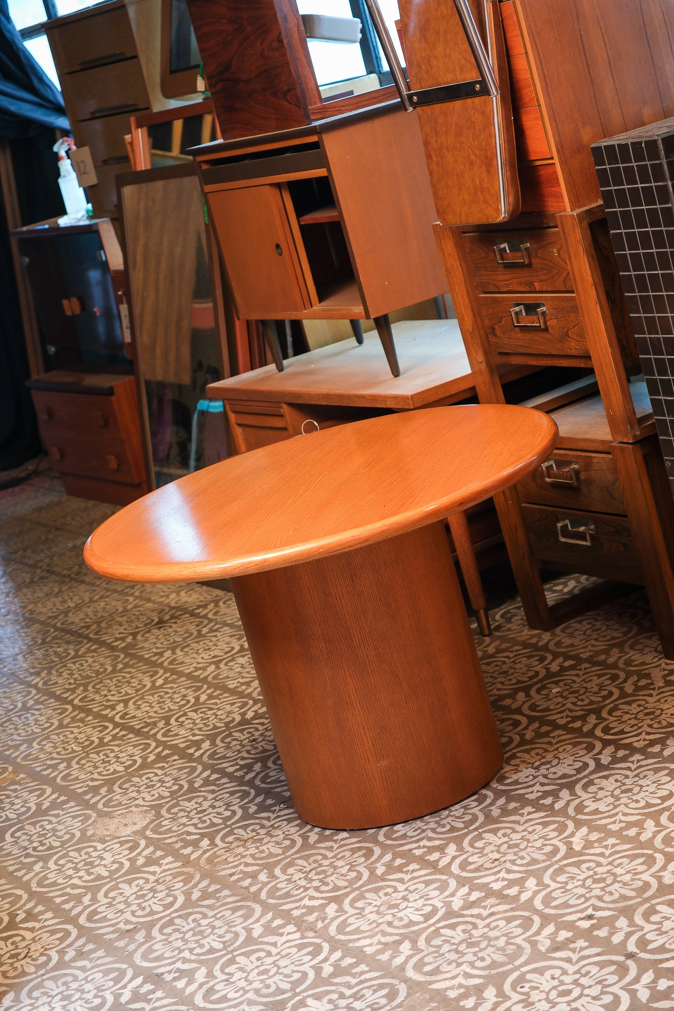 MCM Solid Oak Round Dining Table