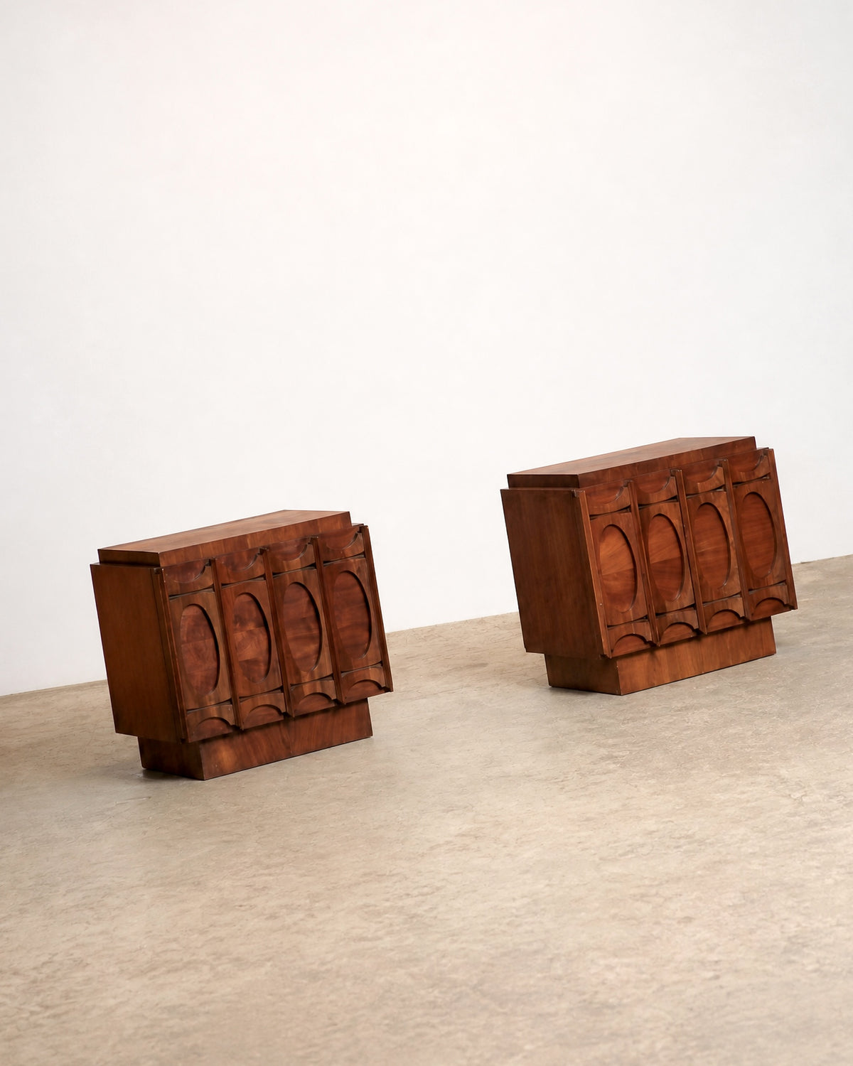 Tobago Brutalist Dark Walnut Nightstand Set