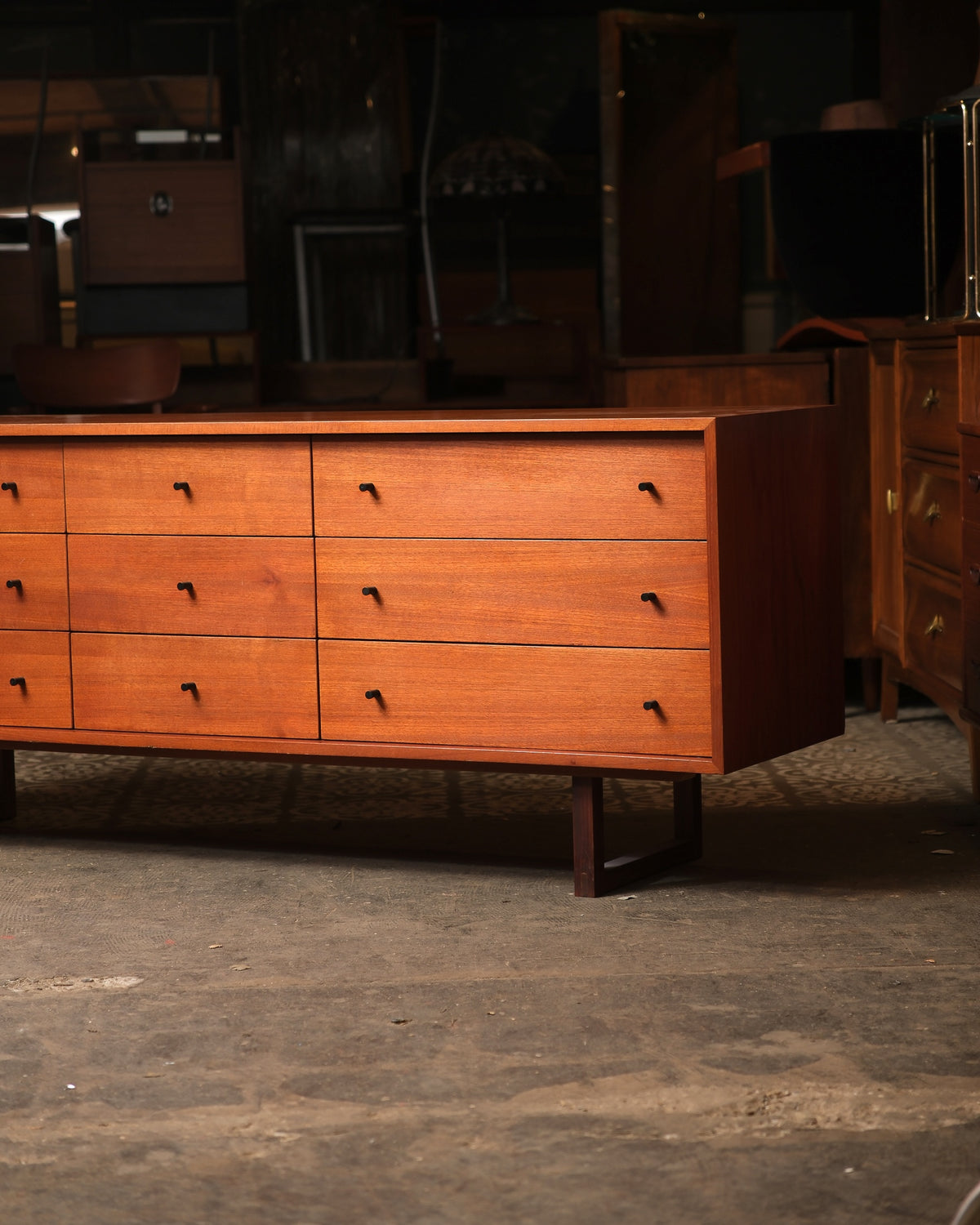 Vintage Teak 9-Drawer Dresser by RS Associates
