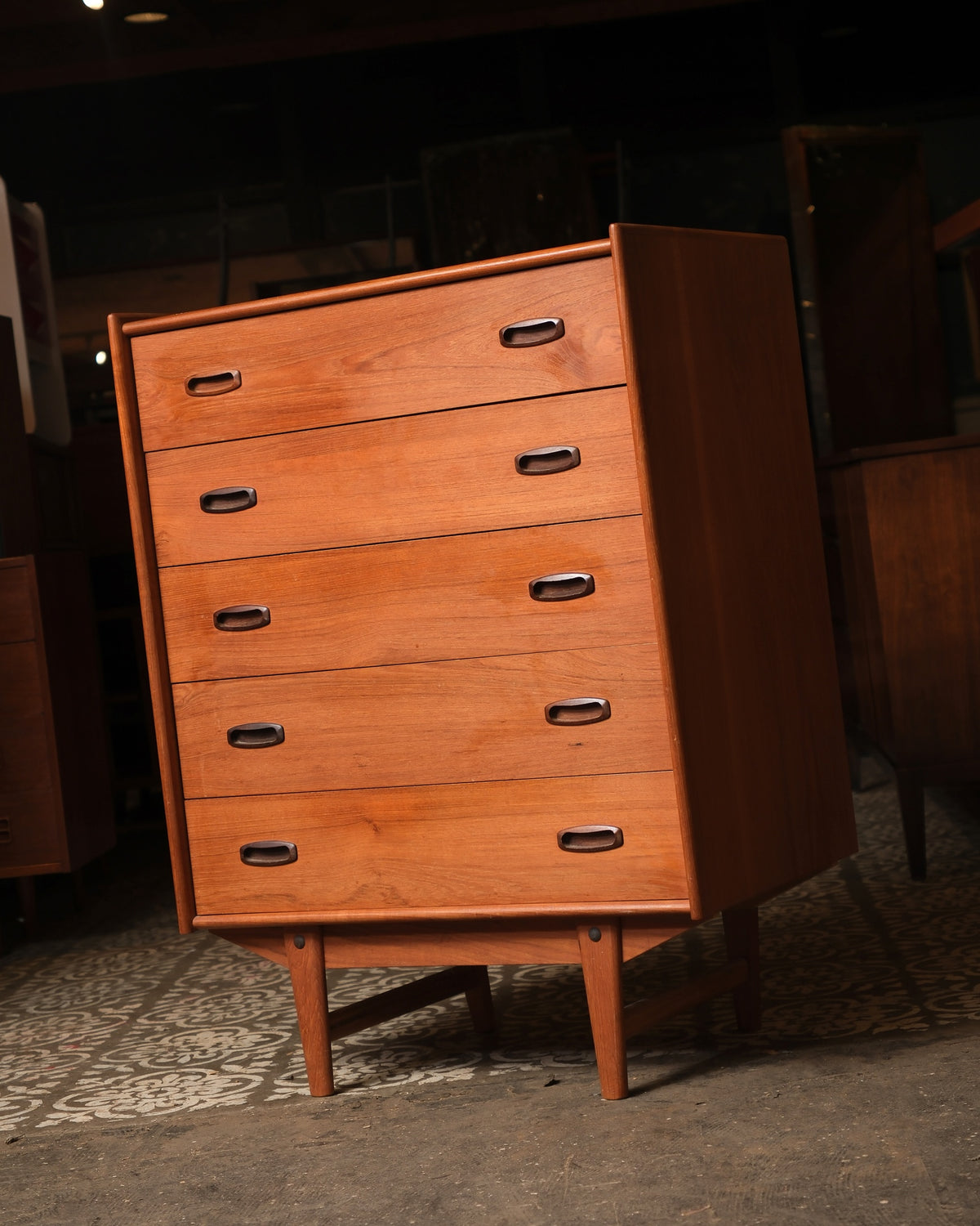 Vintage Teak Tallboy Dresser