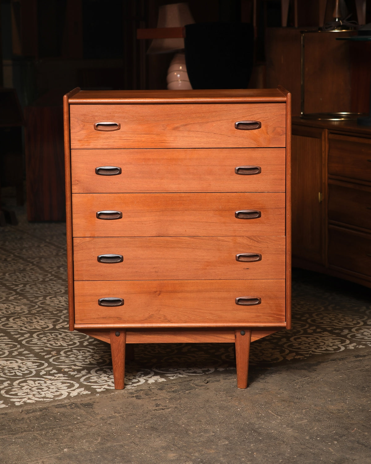 Vintage Teak Tallboy Dresser