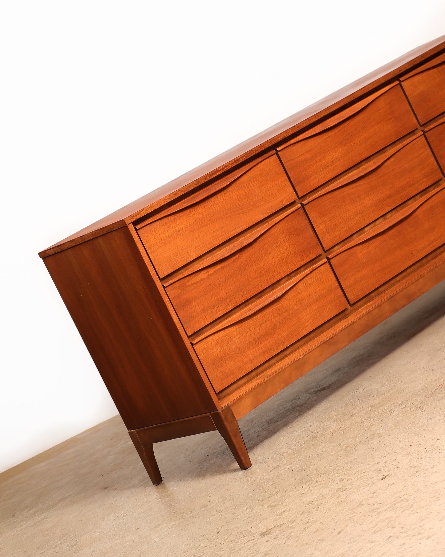 MCM Restored Walnut 9-Drawer Dresser