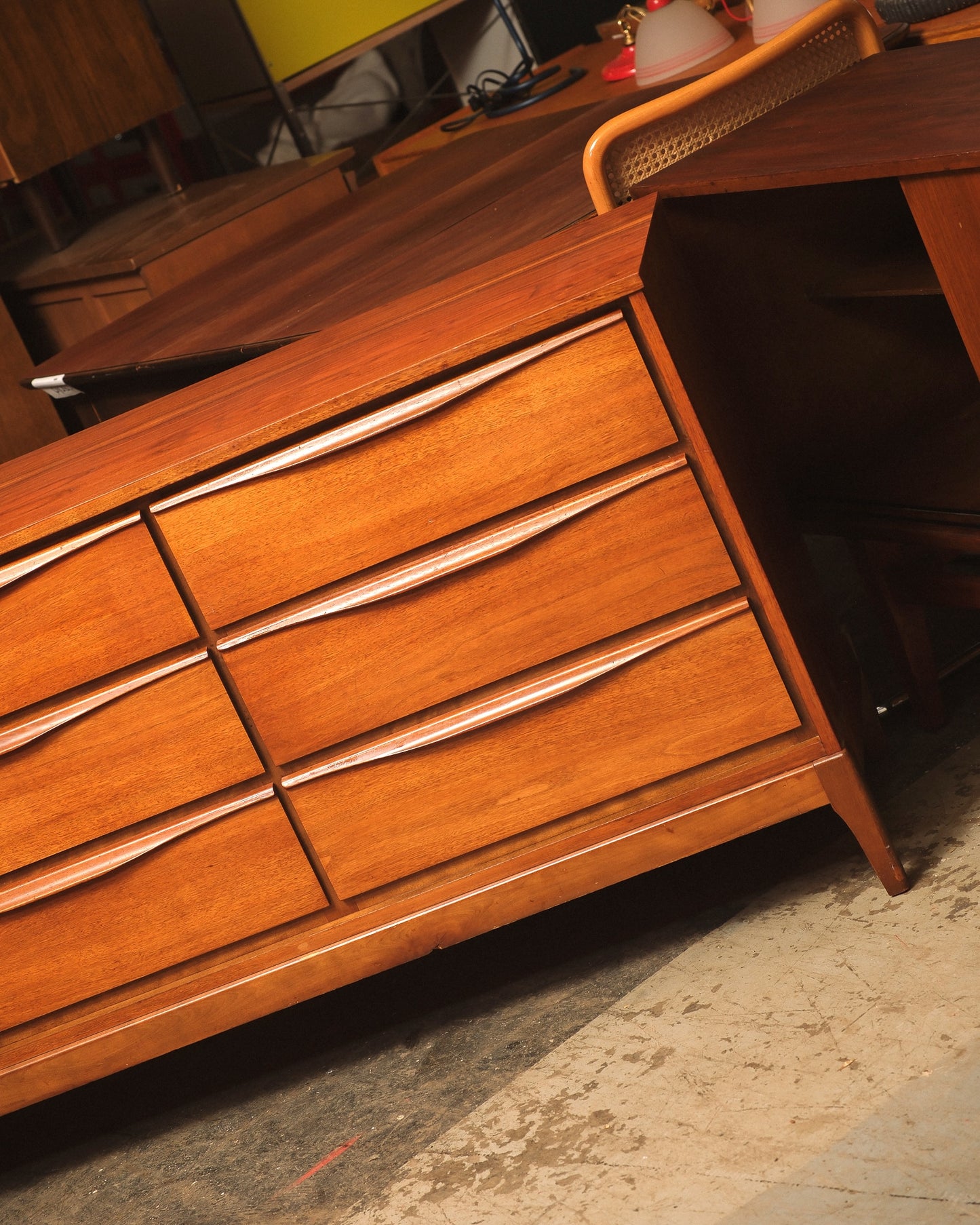 MCM Restored Walnut 9-Drawer Dresser