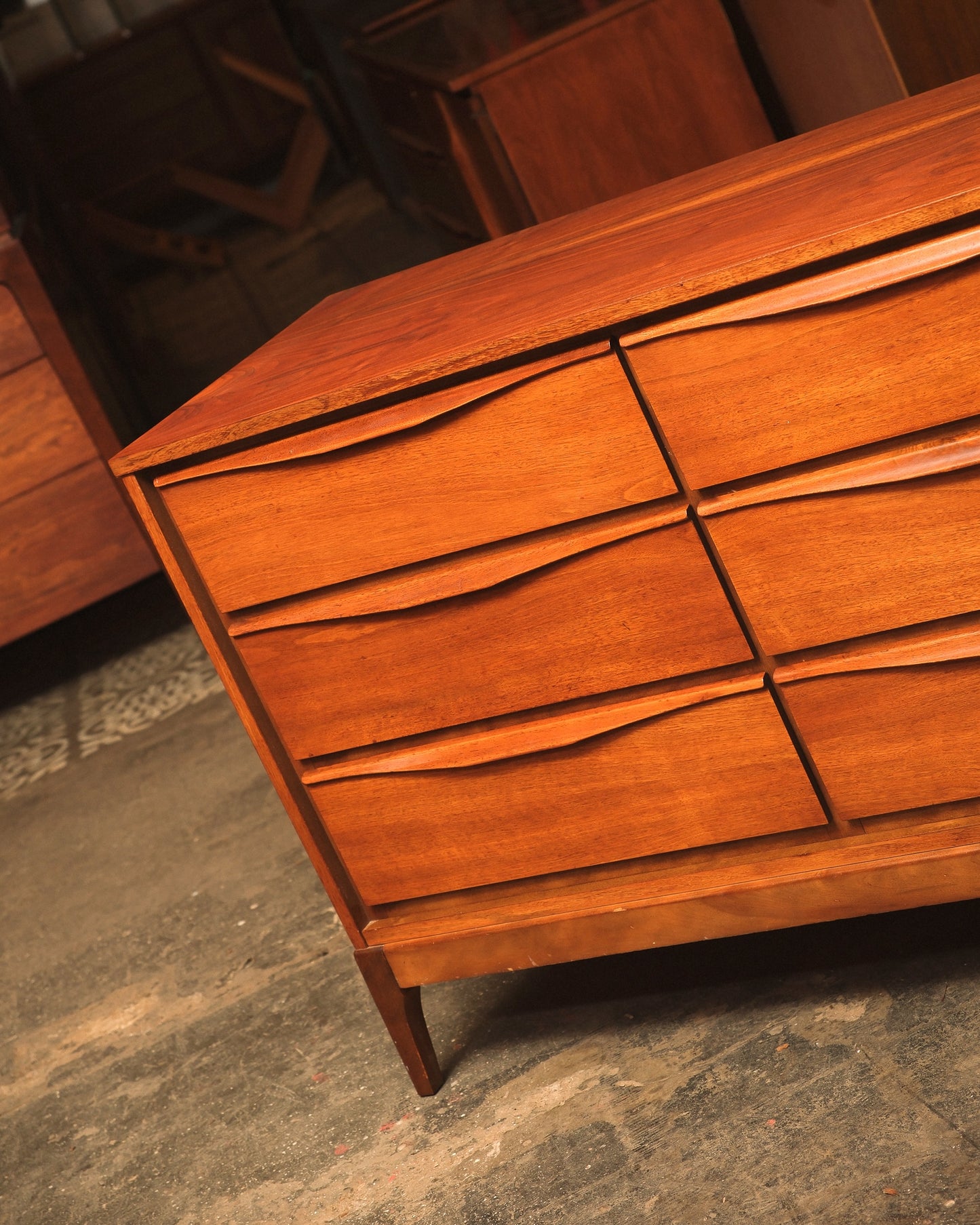 MCM Restored Walnut 9-Drawer Dresser