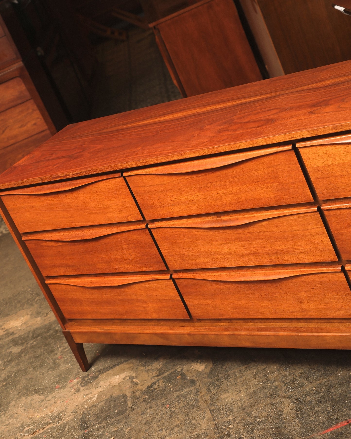 MCM Restored Walnut 9-Drawer Dresser