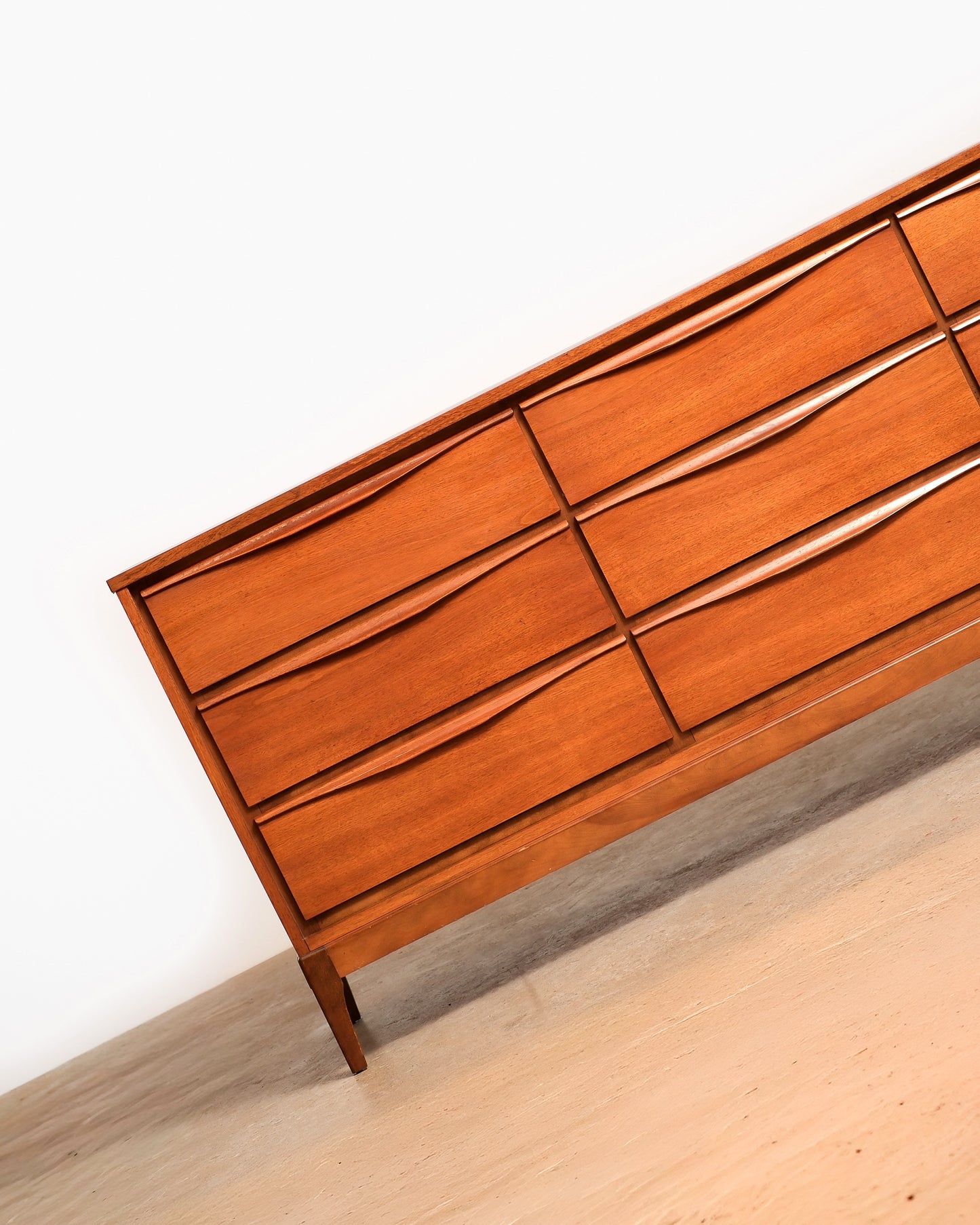 MCM Restored Walnut 9-Drawer Dresser