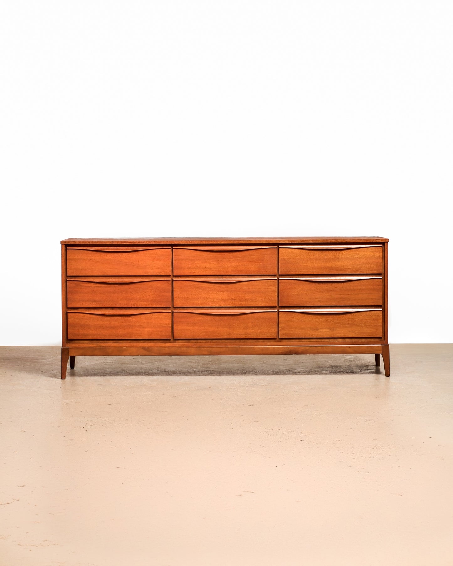 MCM Restored Walnut 9-Drawer Dresser
