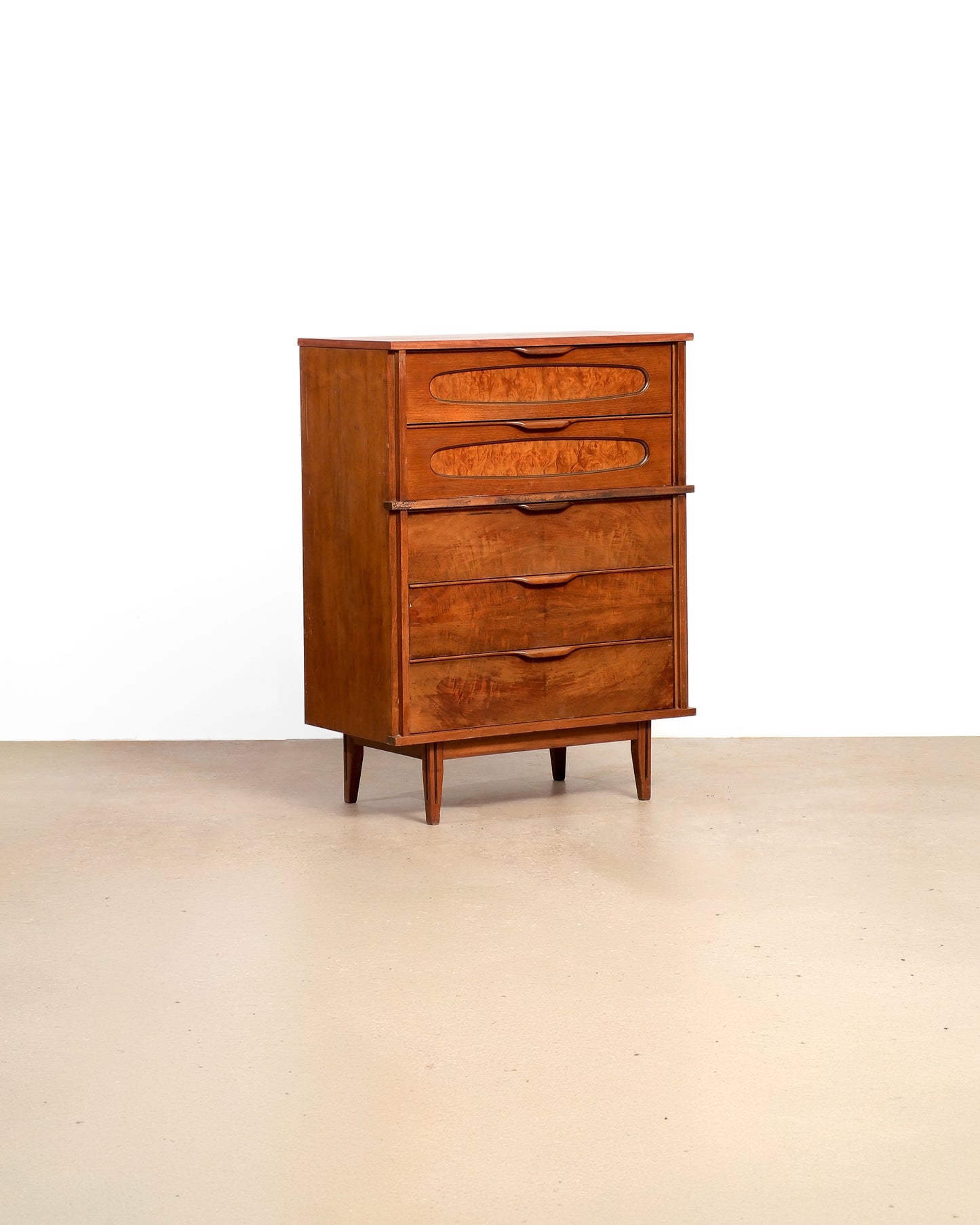 MCM Dark Walnut Tallboy Dresser