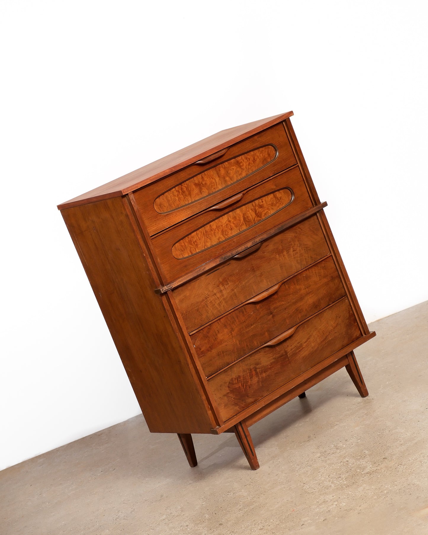 MCM Dark Walnut Tallboy Dresser