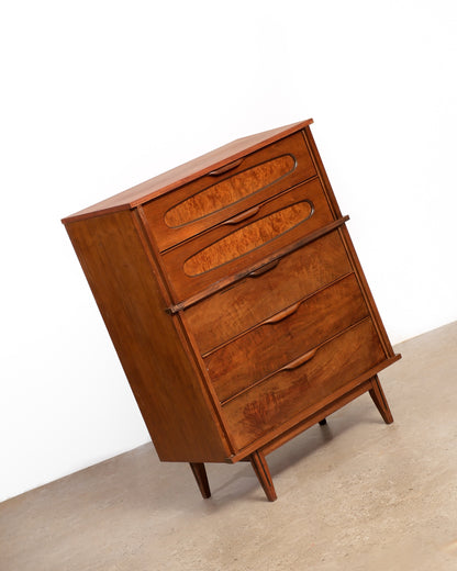MCM Dark Walnut Tallboy Dresser