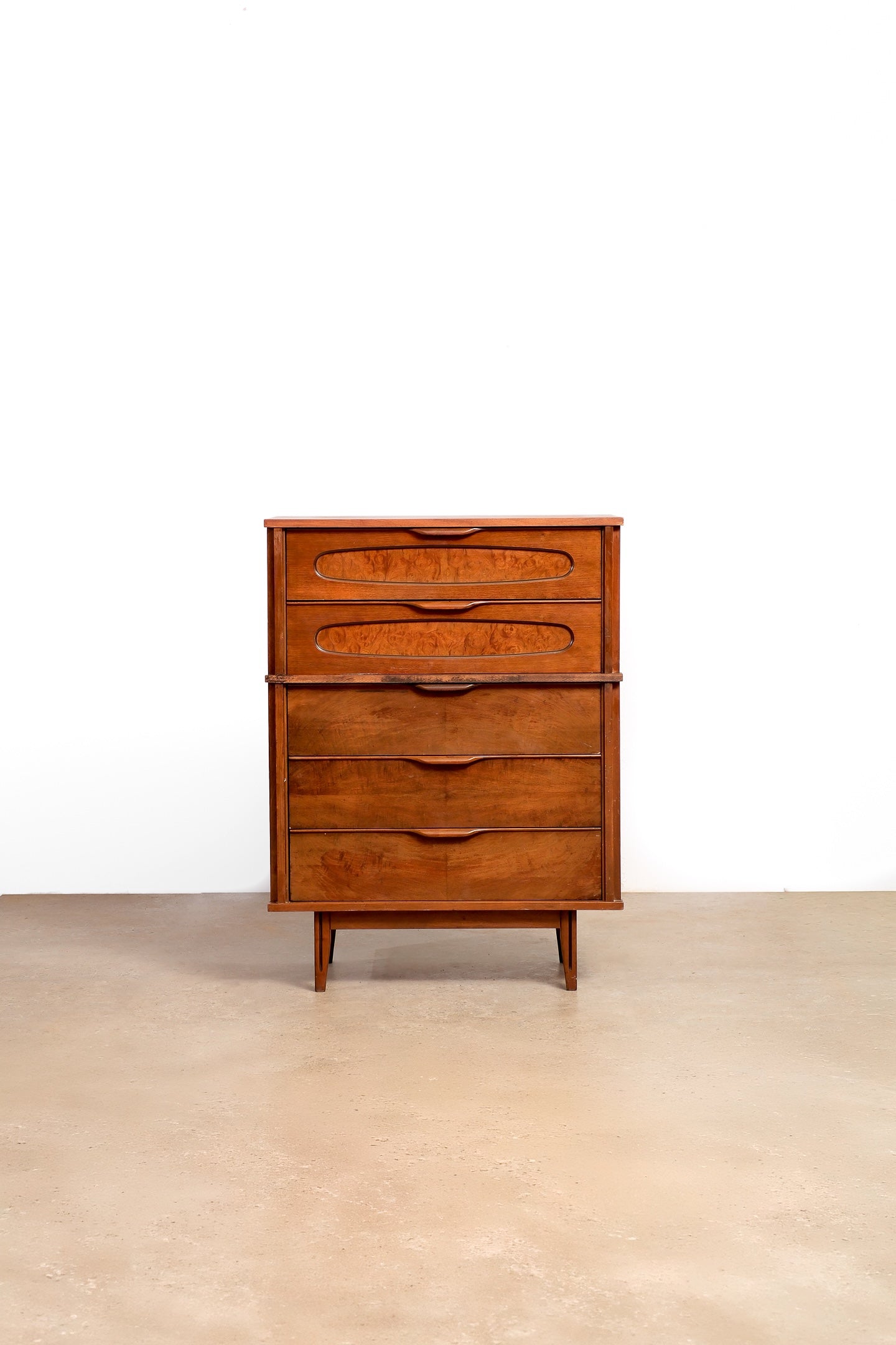 MCM Dark Walnut Tallboy Dresser