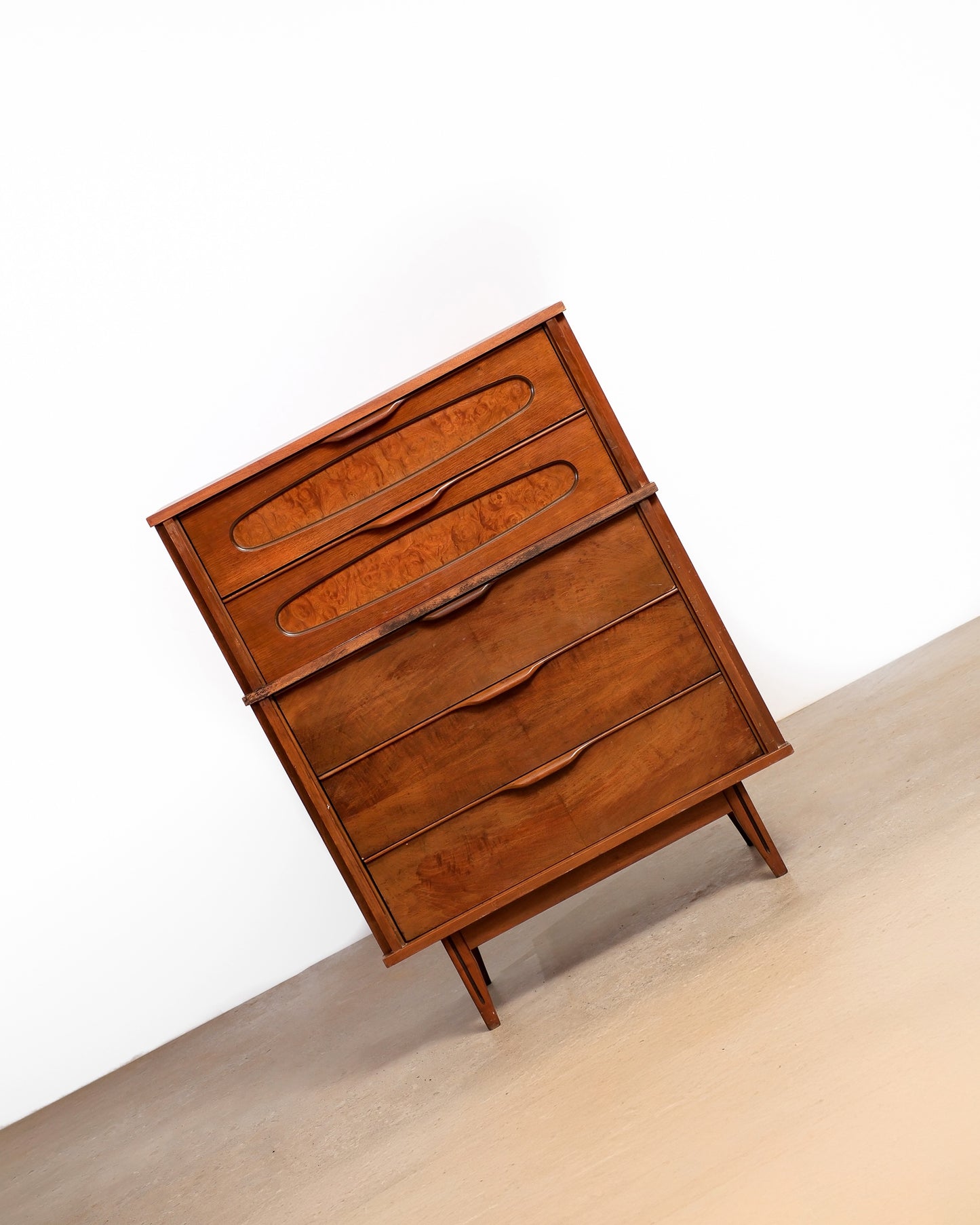 MCM Dark Walnut Tallboy Dresser