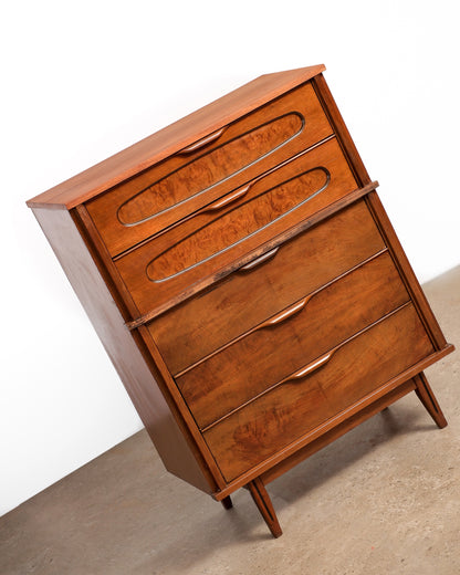 MCM Dark Walnut Tallboy Dresser