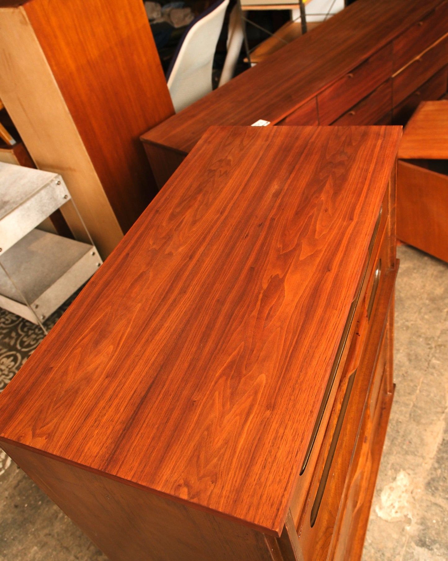 MCM Dark Walnut Tallboy Dresser