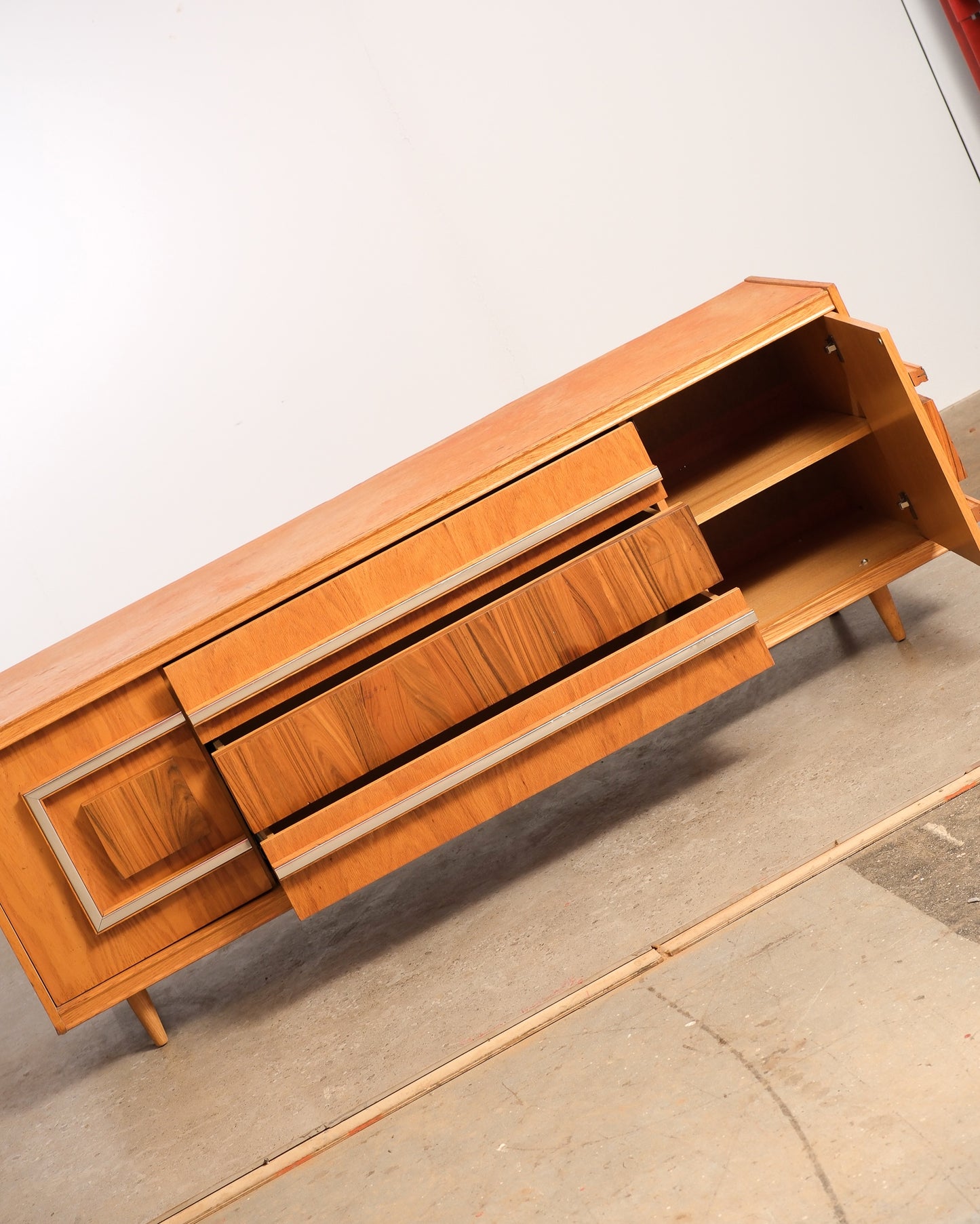 MCM Vintage Oak & Rosewood Credenza