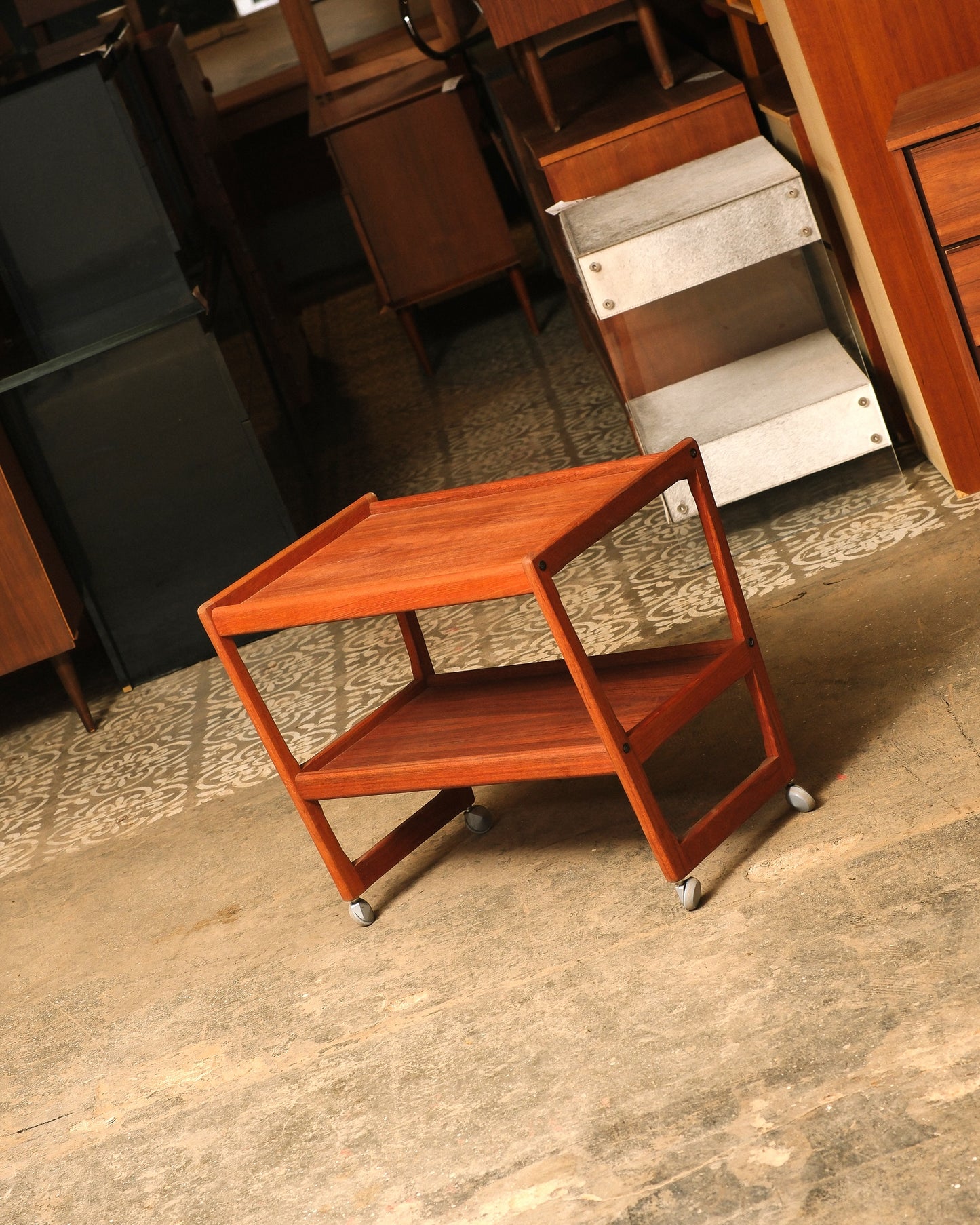 MCM Teak Bar Cart by Holger Georg Jensen for Tønder Møbelfabrik (1960s)