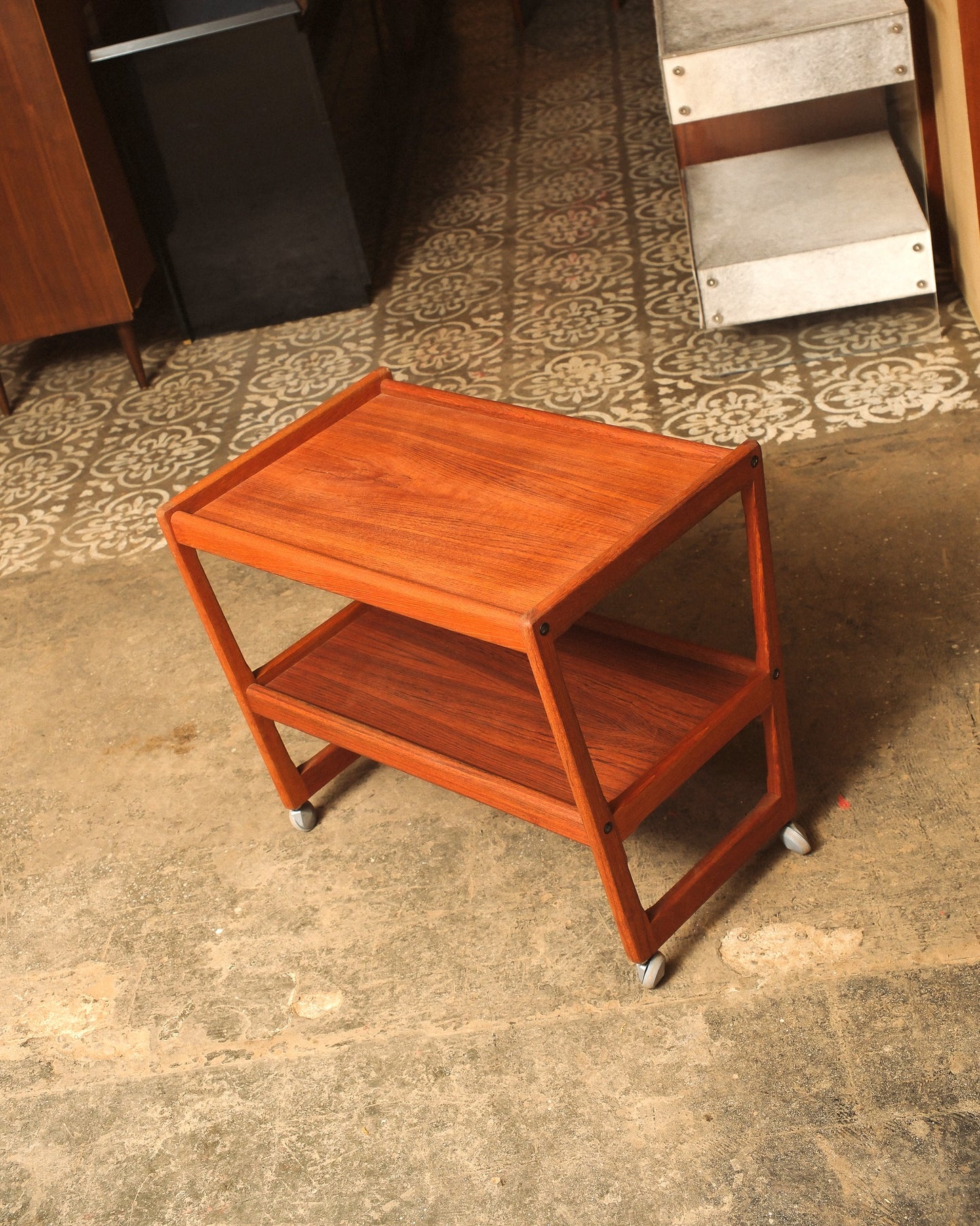 MCM Teak Bar Cart by Holger Georg Jensen for Tønder Møbelfabrik (1960s)