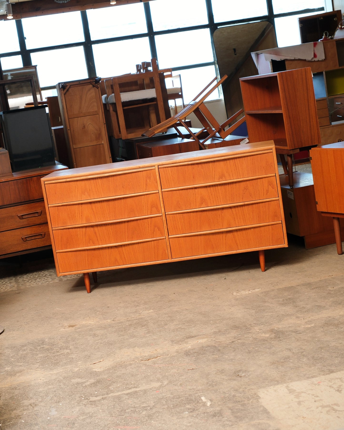 MCM Teak Eight Drawer Dresser