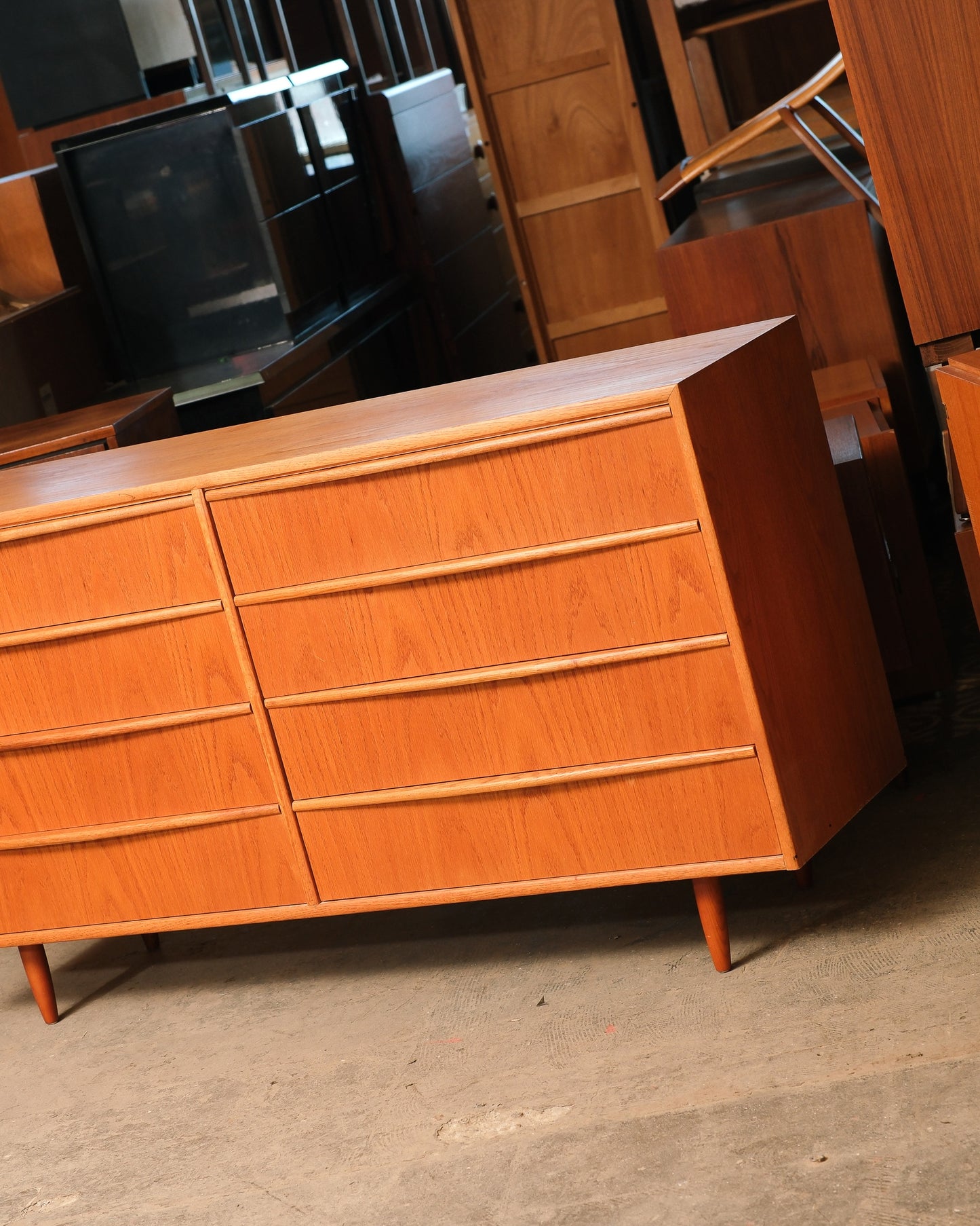 MCM Teak Eight Drawer Dresser
