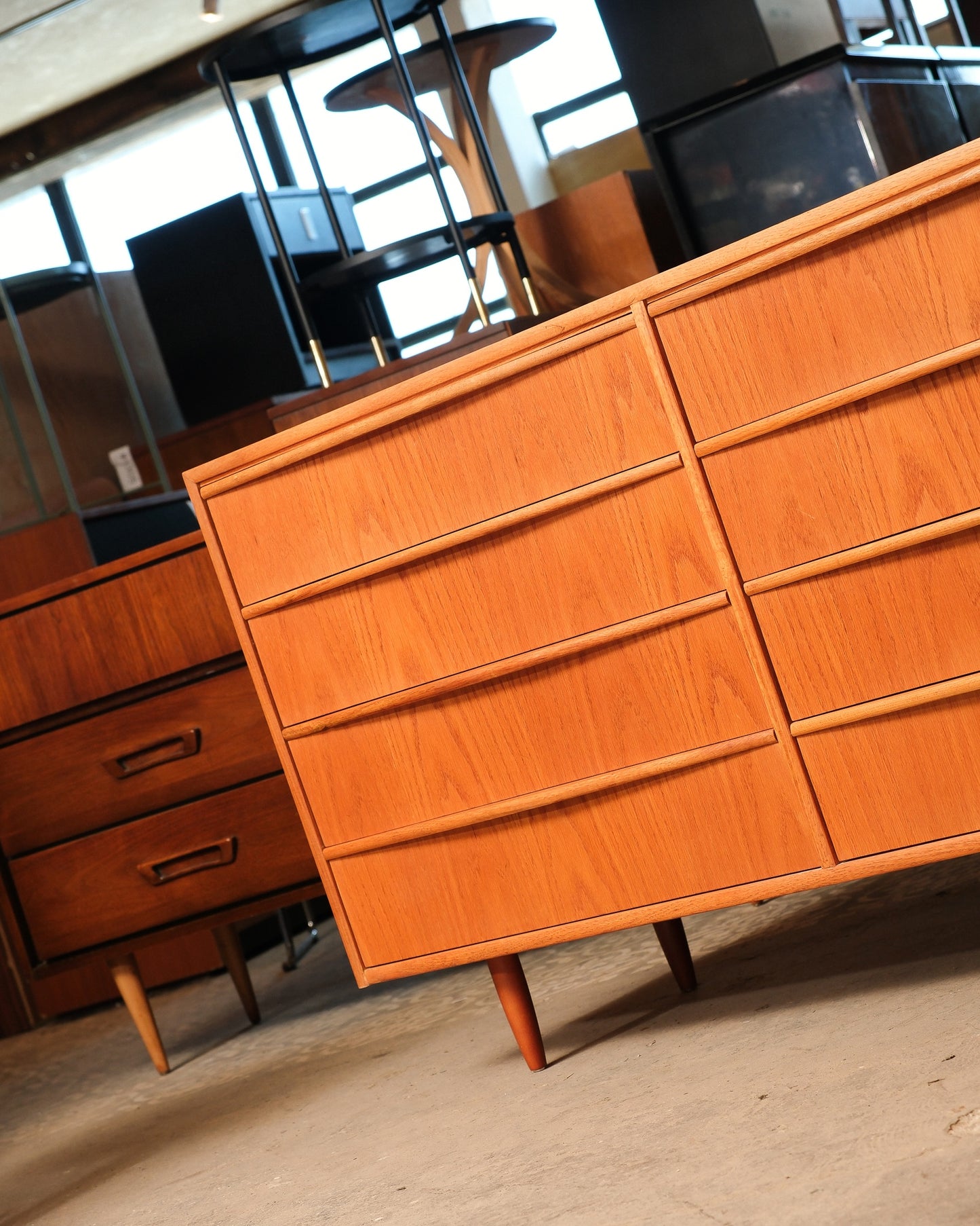 MCM Teak Eight Drawer Dresser