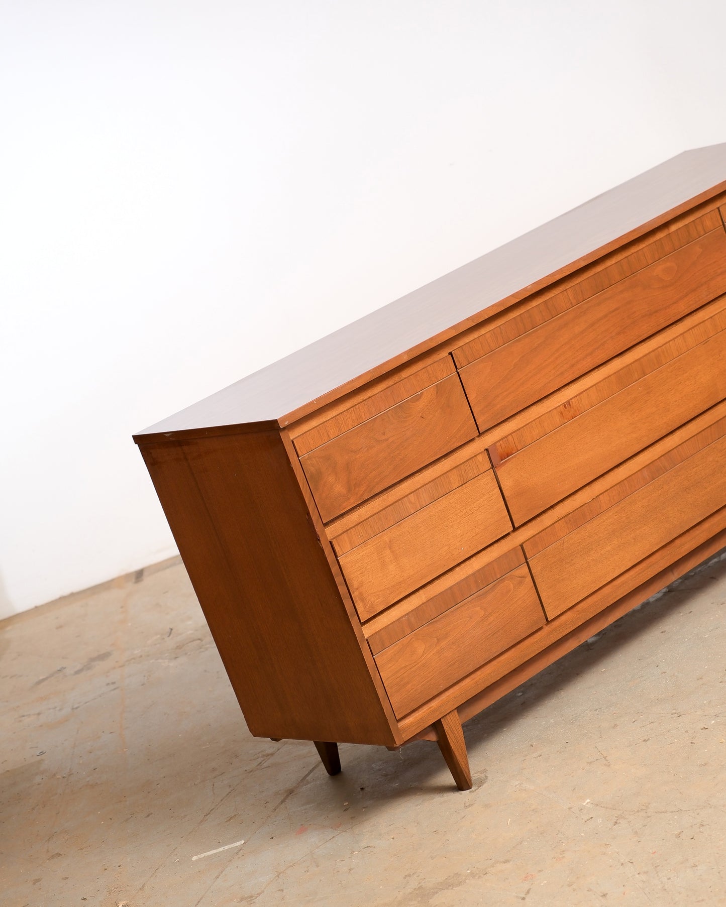 MCM Walnut Nine Drawer Dresser