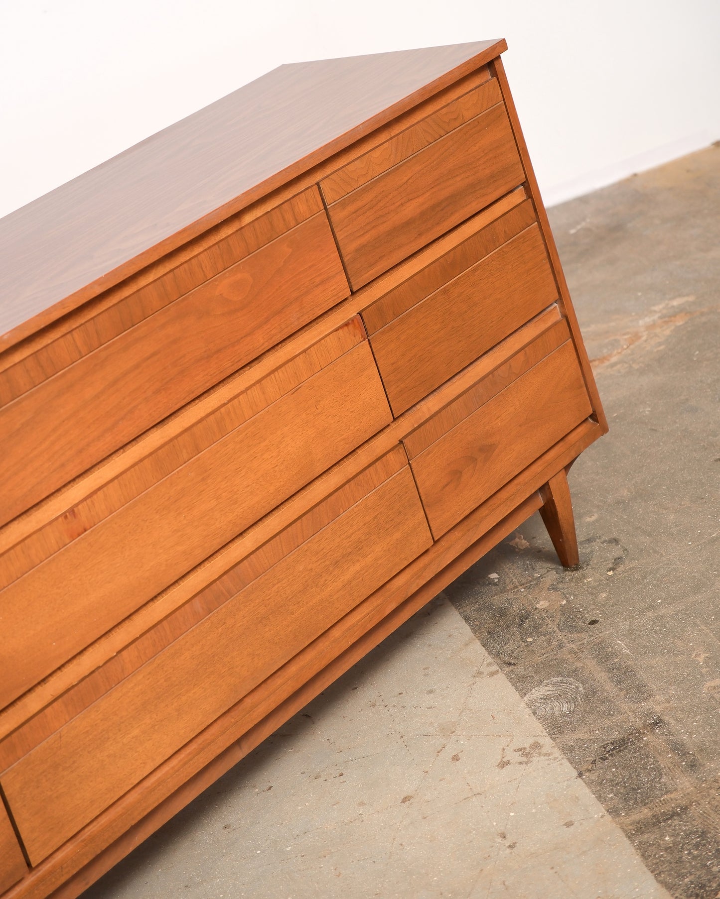 MCM Walnut Nine Drawer Dresser