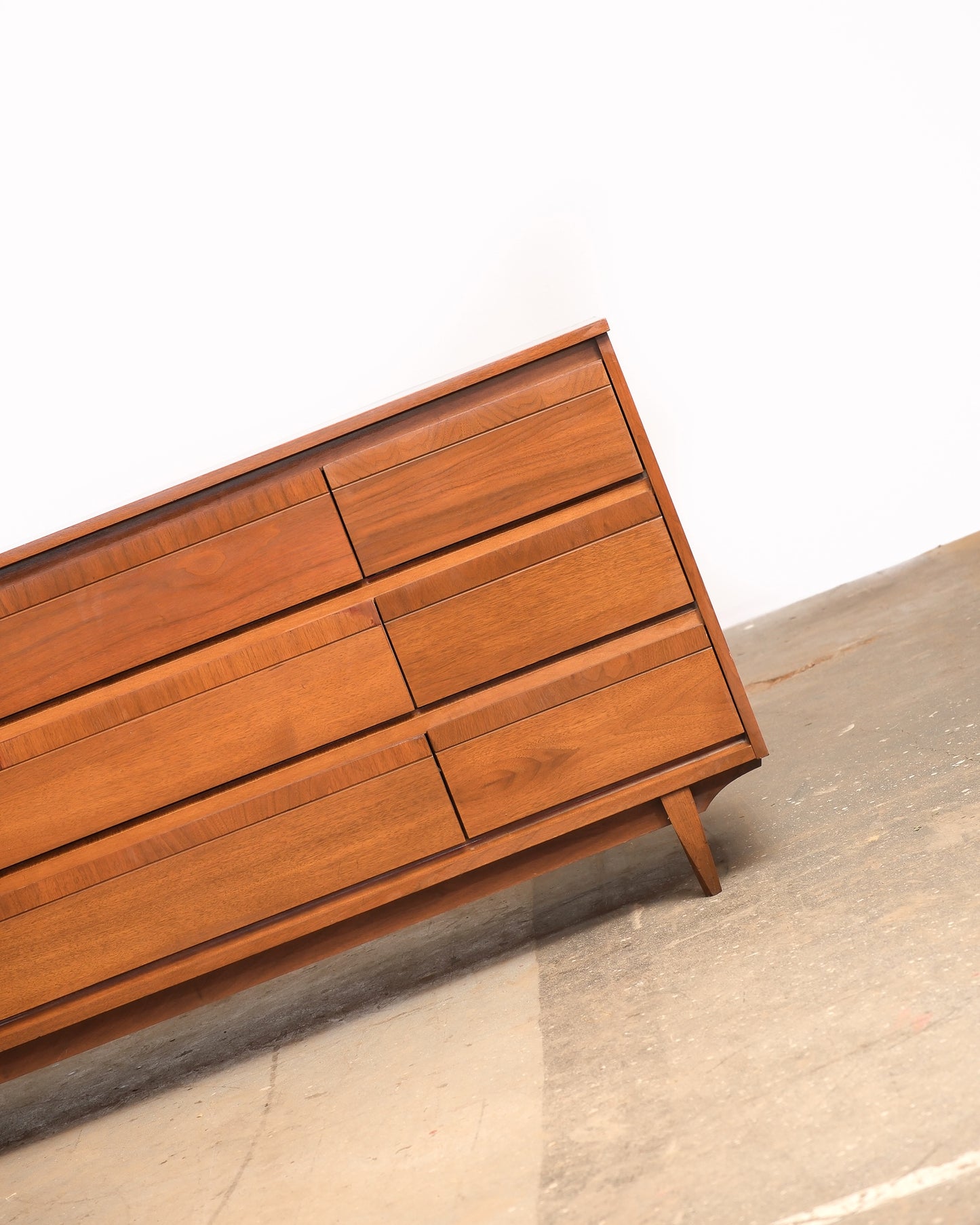 MCM Walnut Nine Drawer Dresser