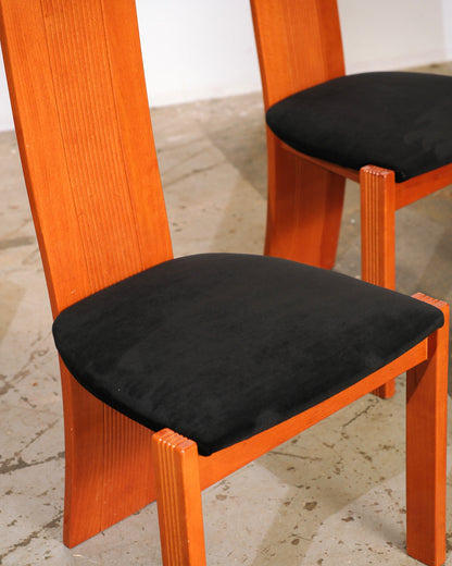 1992 Italian Vintage Chair Set with Black Velvet Fabric (Set of 4)