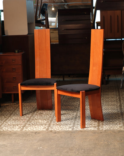 1992 Italian Vintage Chair Set with Black Velvet Fabric (Set of 4)