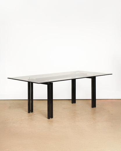 Postmodern Italian Black Lacquered Rare Dining Set