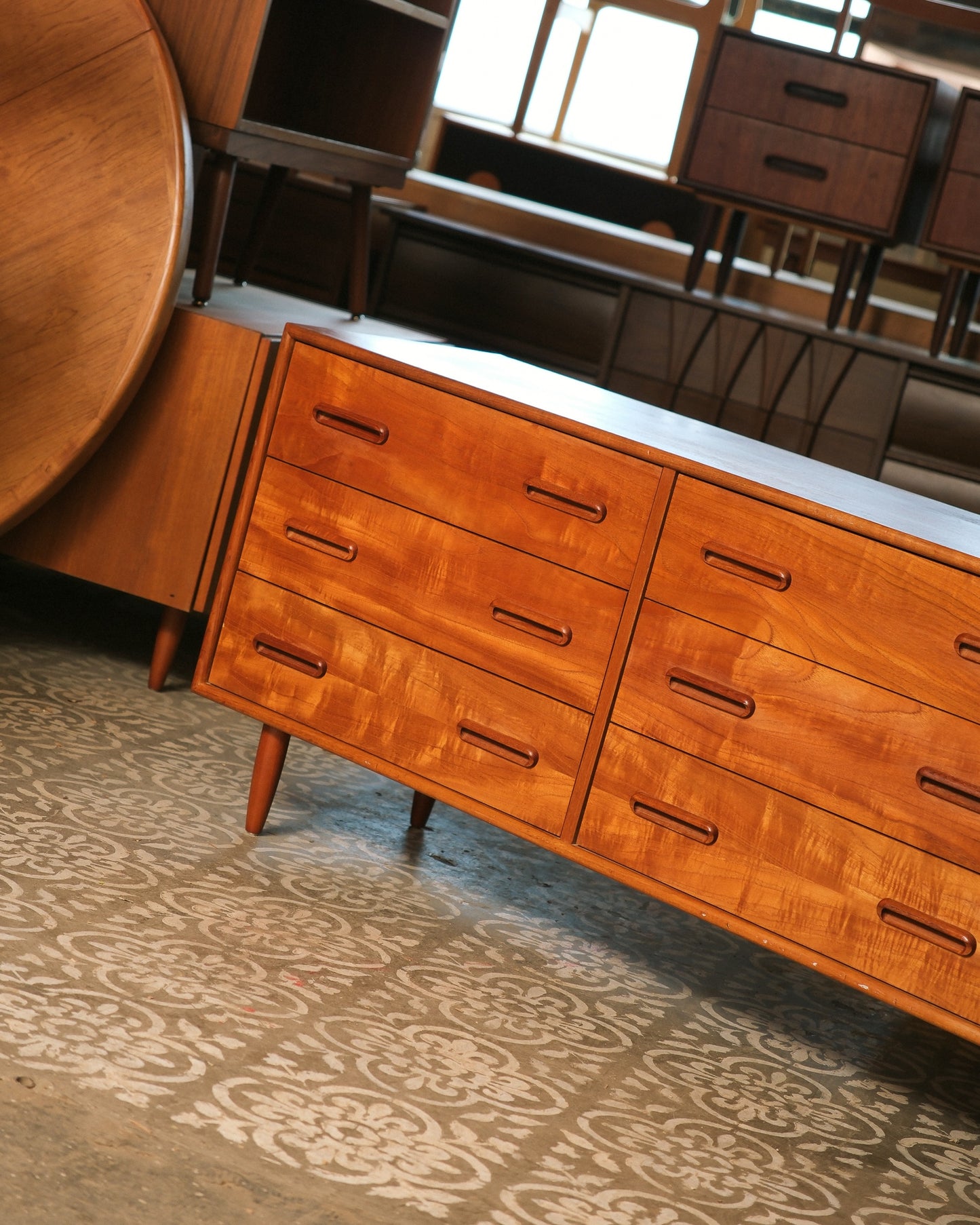 MCM Danish Teak Nine Drawer Dresser