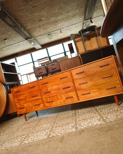 MCM Danish Teak Nine Drawer Dresser