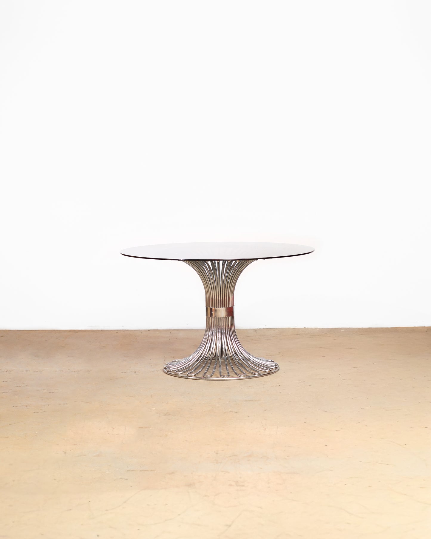 Postmodern Smoked Glass / Chrome Dining Table by Gastone Rinaldi