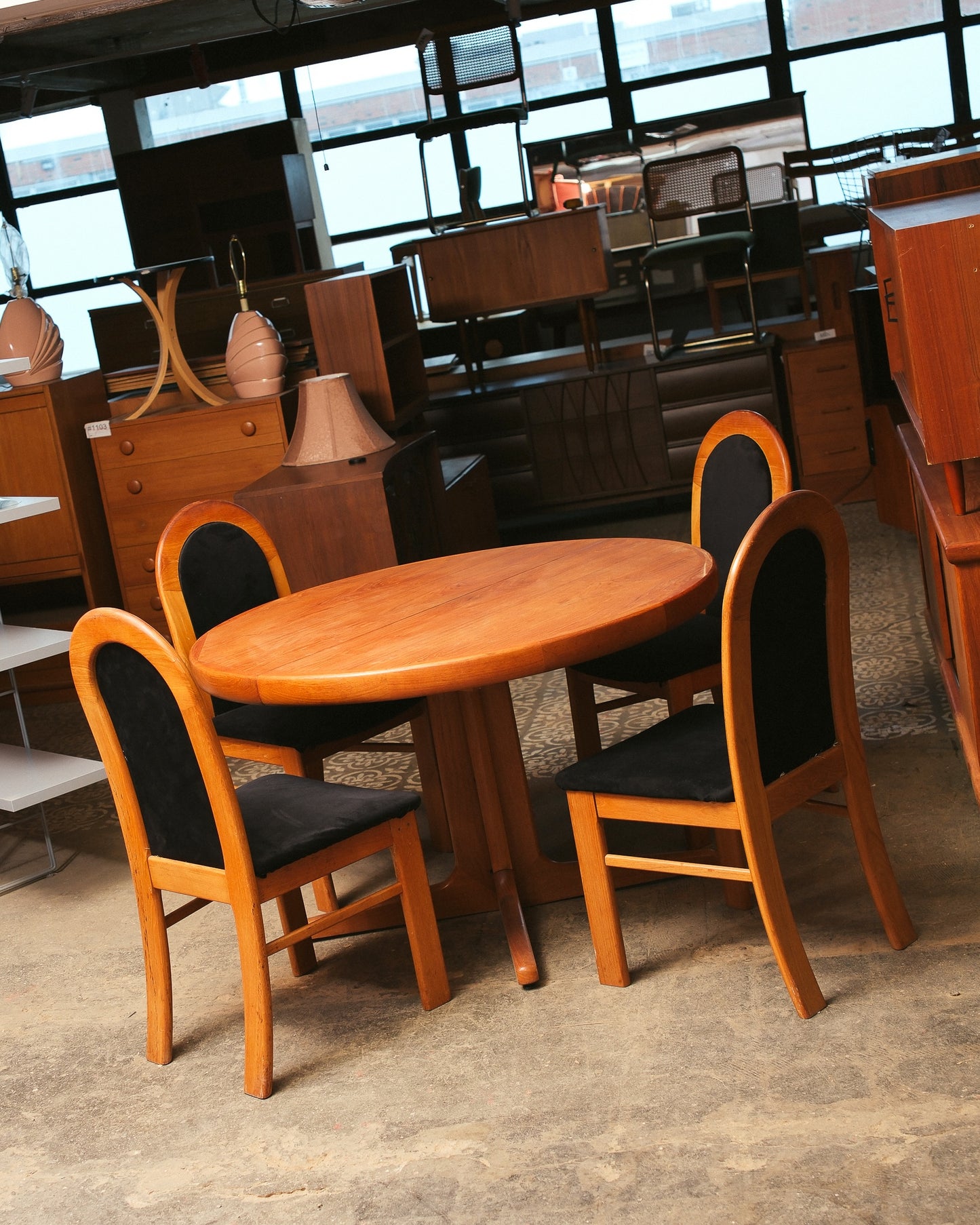 MCM Teak Round Table Set