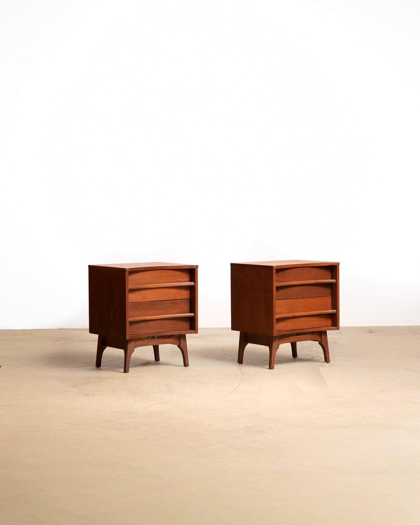 MCM Brutalist Dark Walnut Nightstands