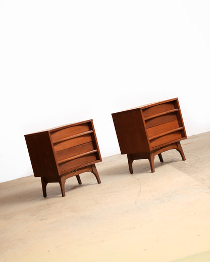 MCM Brutalist Dark Walnut Nightstands