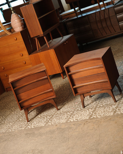 MCM Brutalist Dark Walnut Nightstands