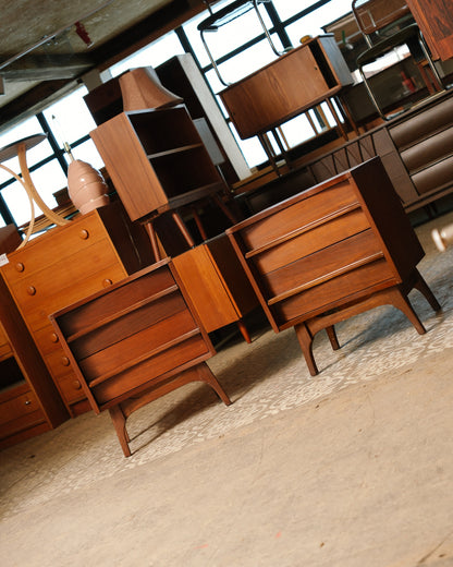 MCM Brutalist Dark Walnut Nightstands