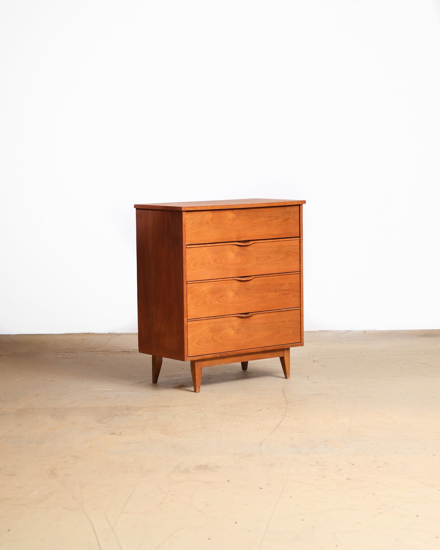 MCM Walnut Tallboy Dresser