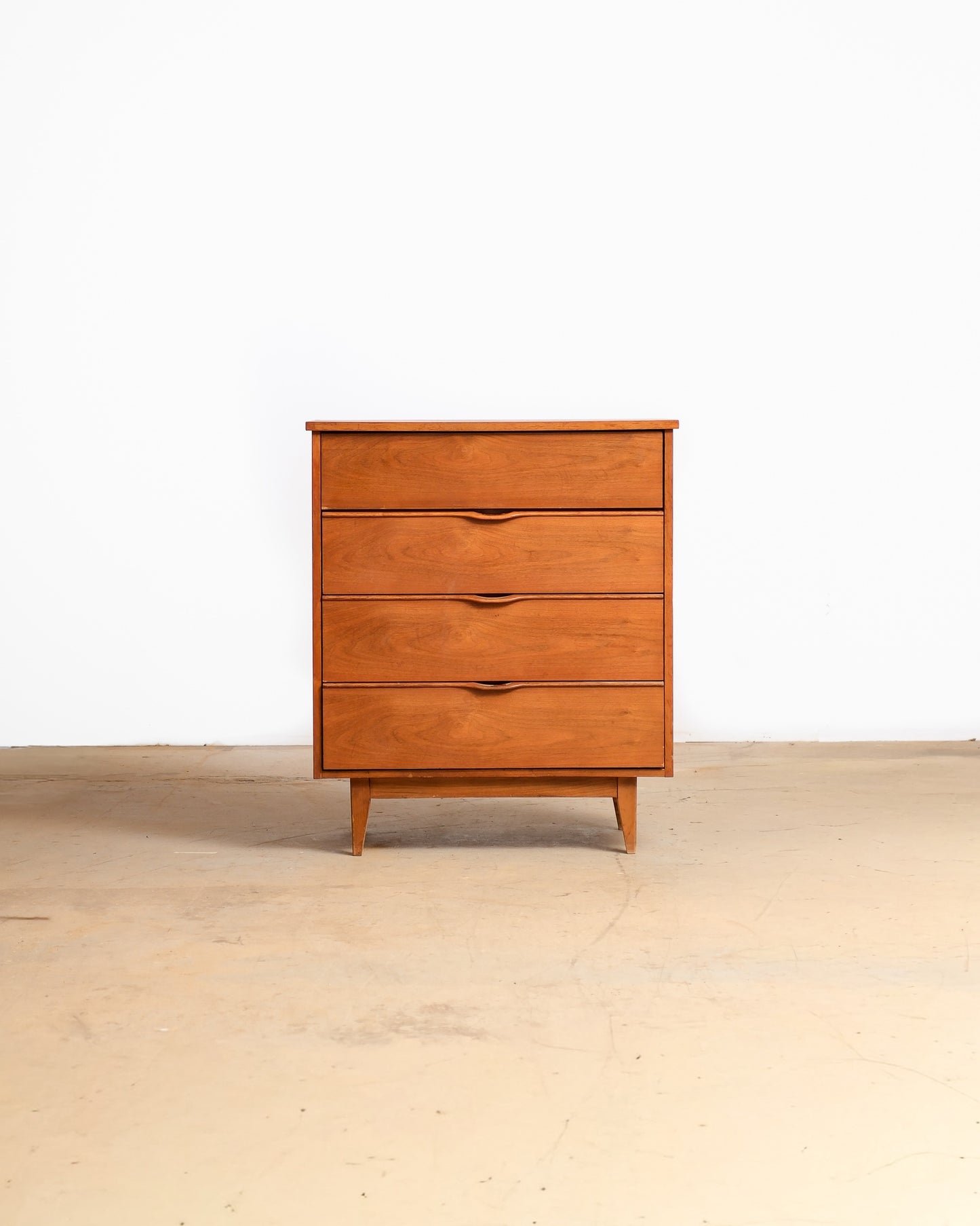 MCM Walnut Tallboy Dresser