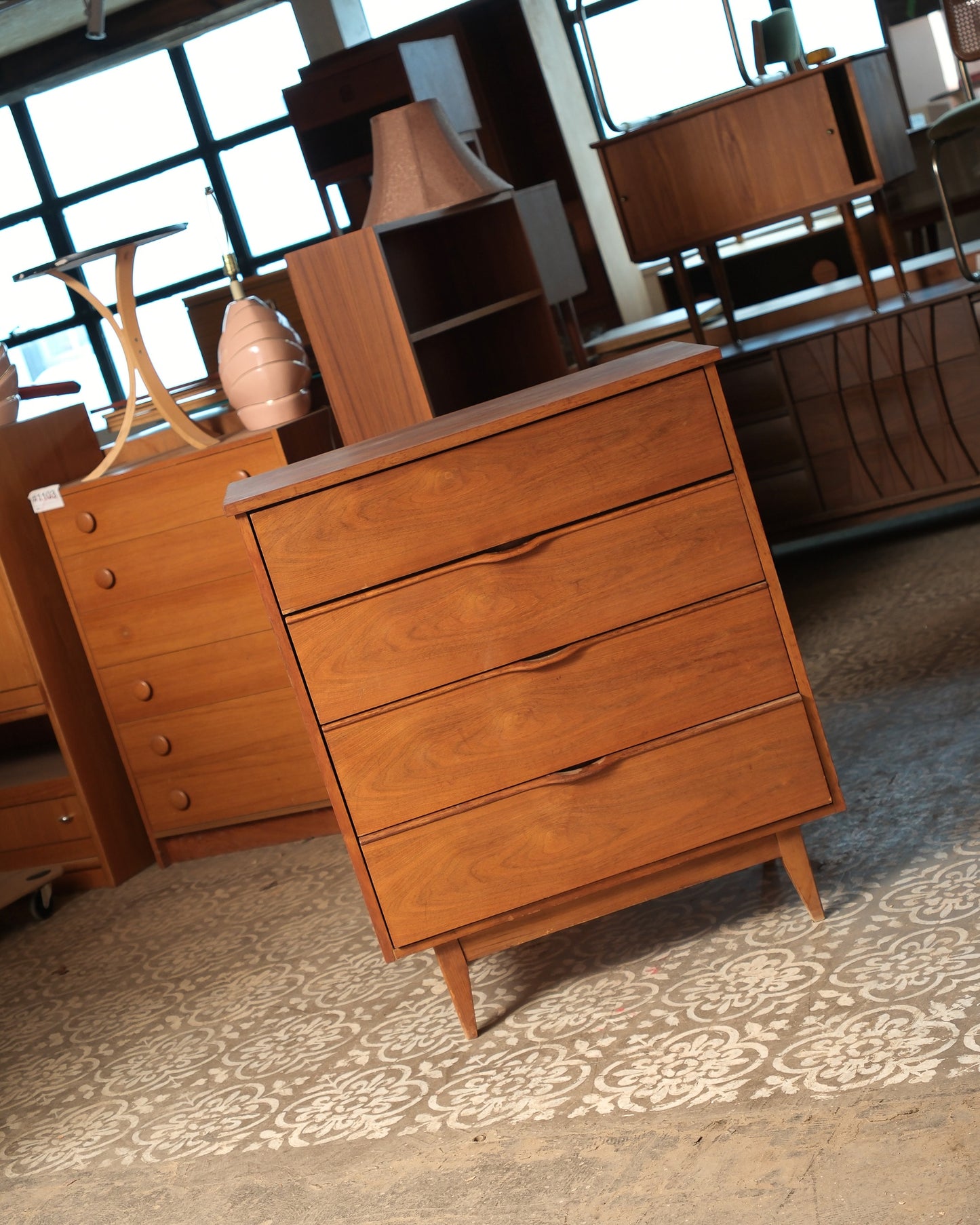 MCM Walnut Tallboy Dresser