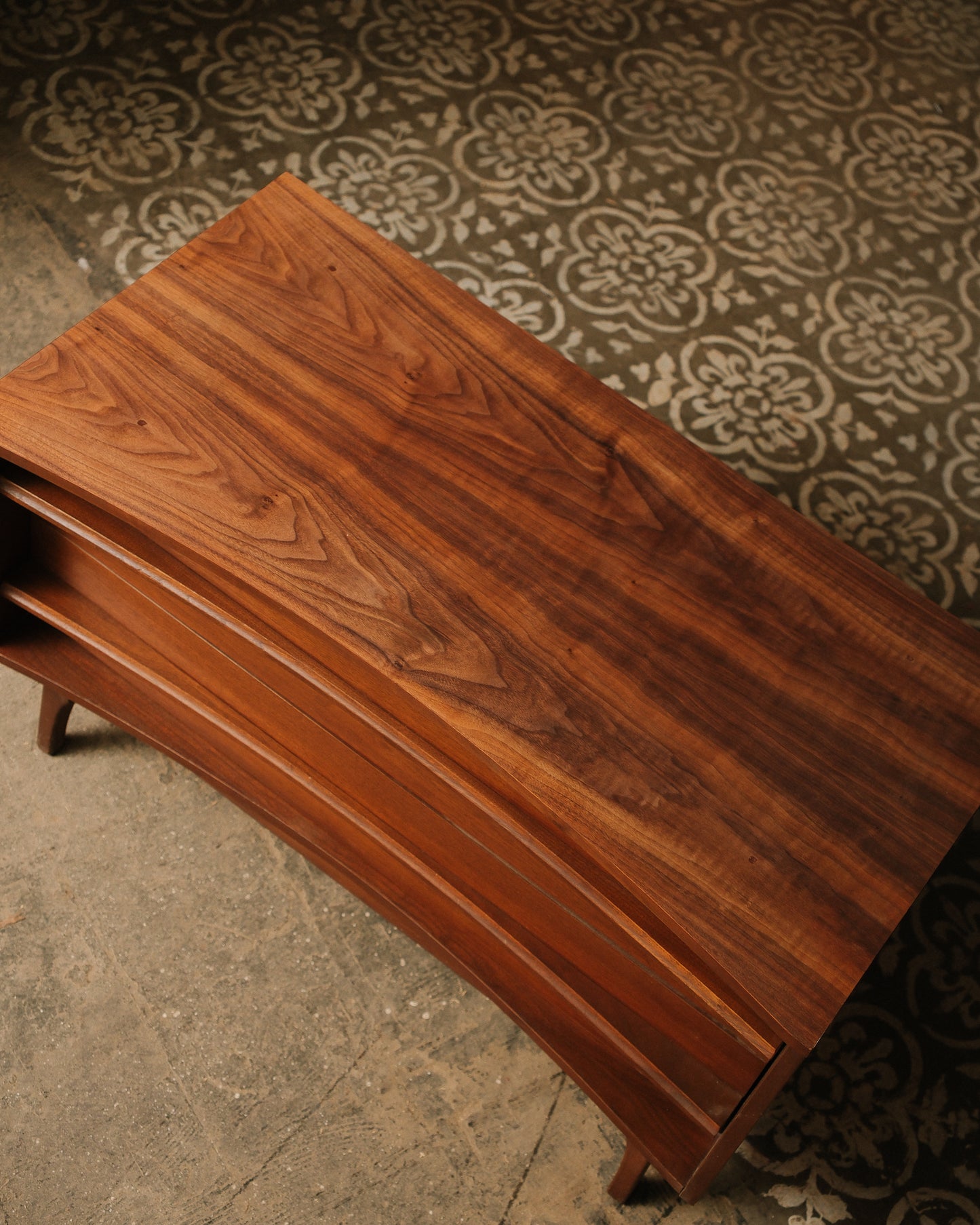 MCM Brutalist Dark Walnut Dresser / Cabinet