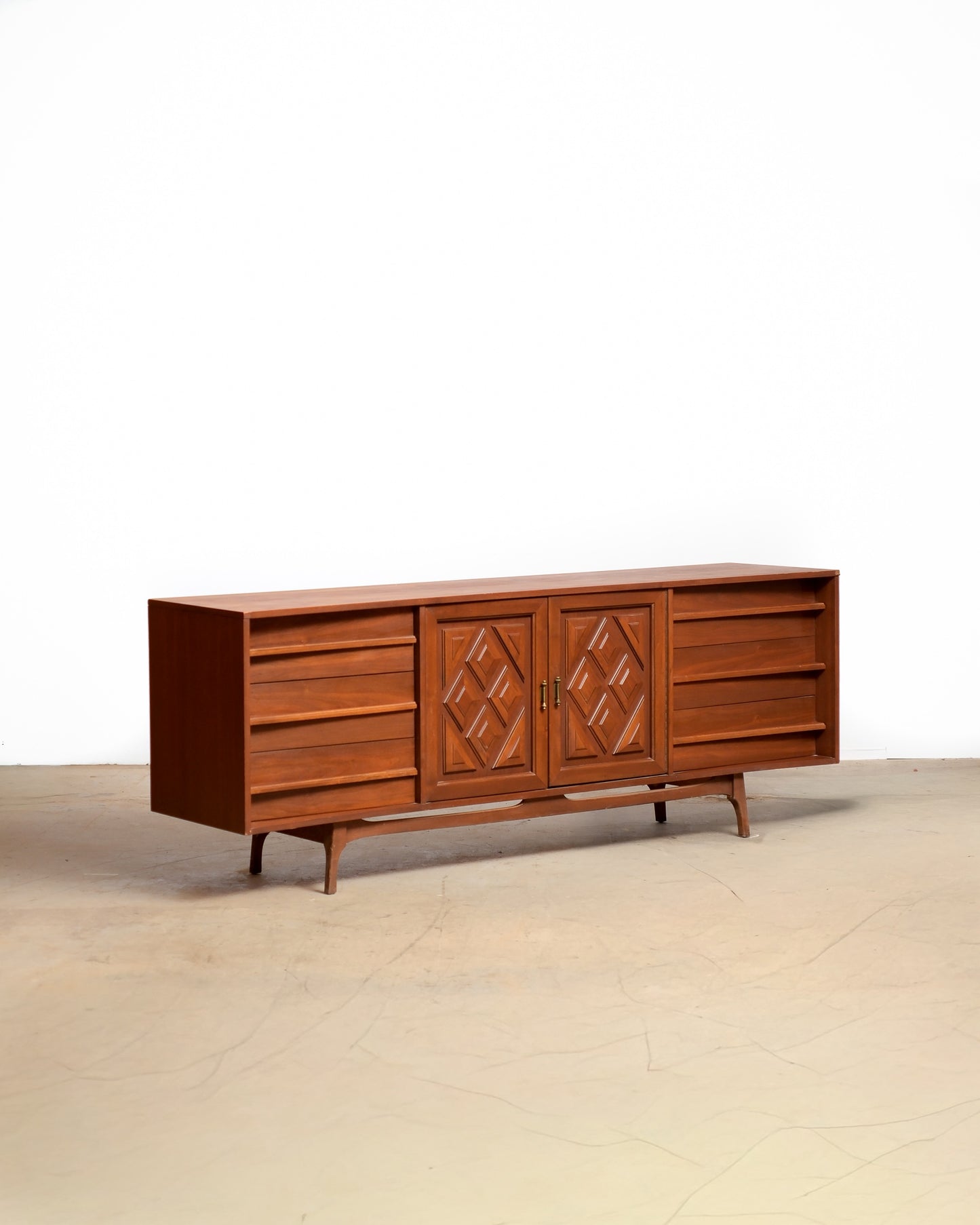 MCM Brutalist Dark Walnut Dresser / Credenza