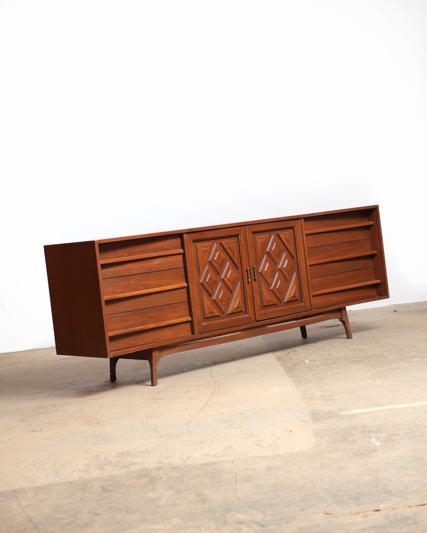 MCM Brutalist Dark Walnut Dresser / Credenza