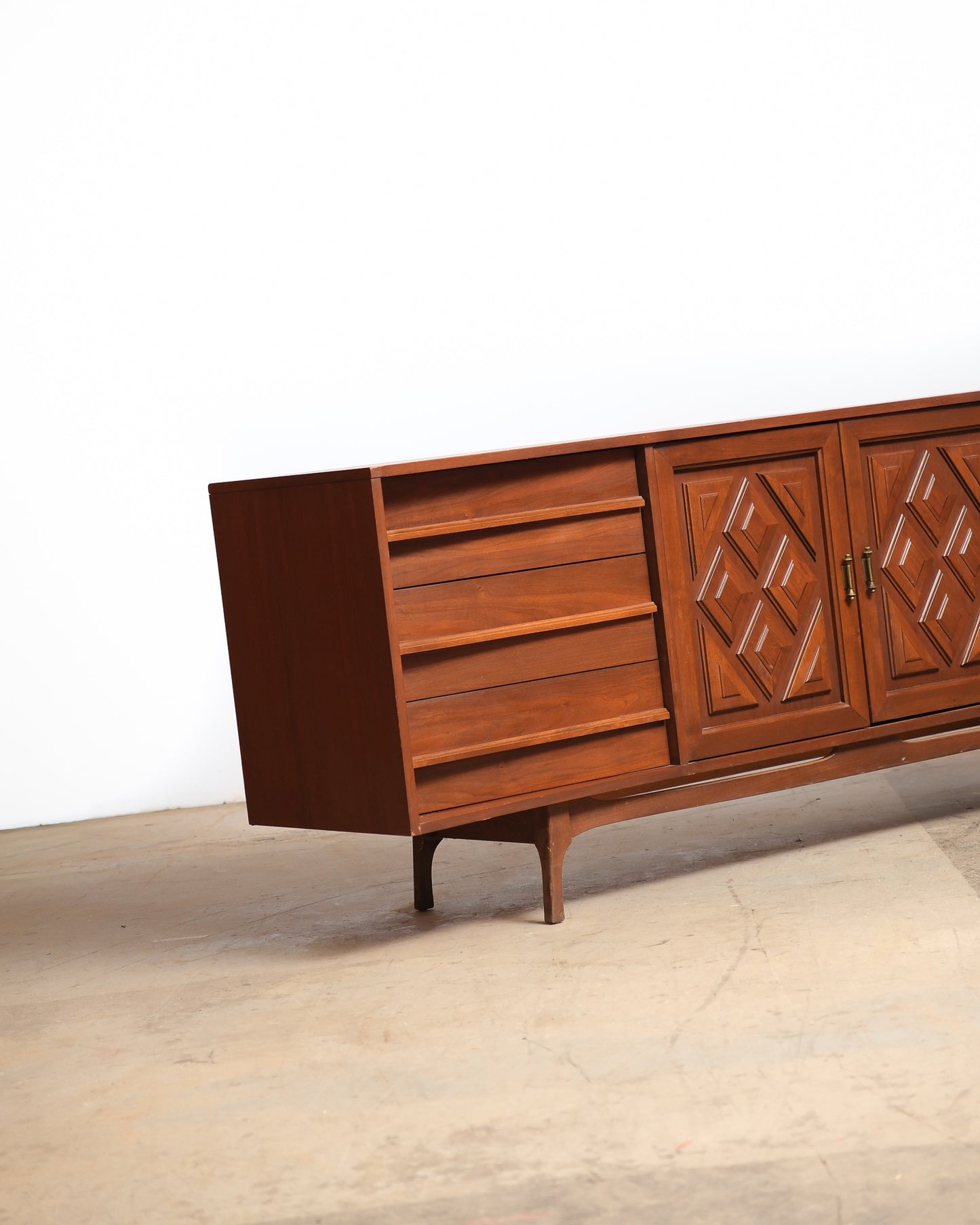 MCM Brutalist Dark Walnut Dresser / Credenza