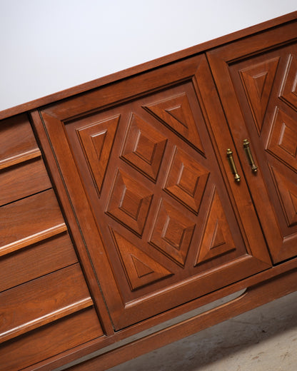 MCM Brutalist Dark Walnut Dresser / Credenza