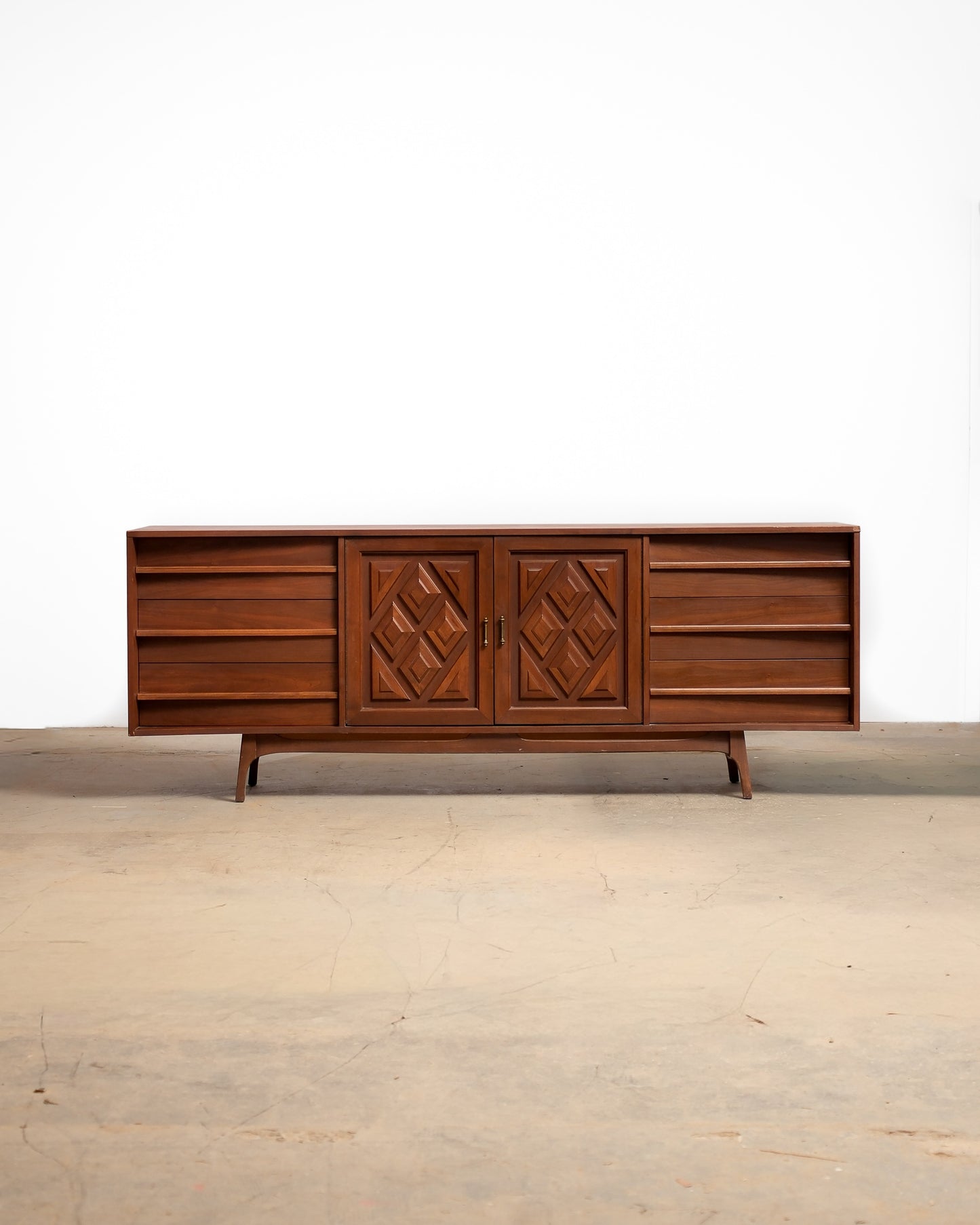 MCM Brutalist Dark Walnut Dresser / Credenza